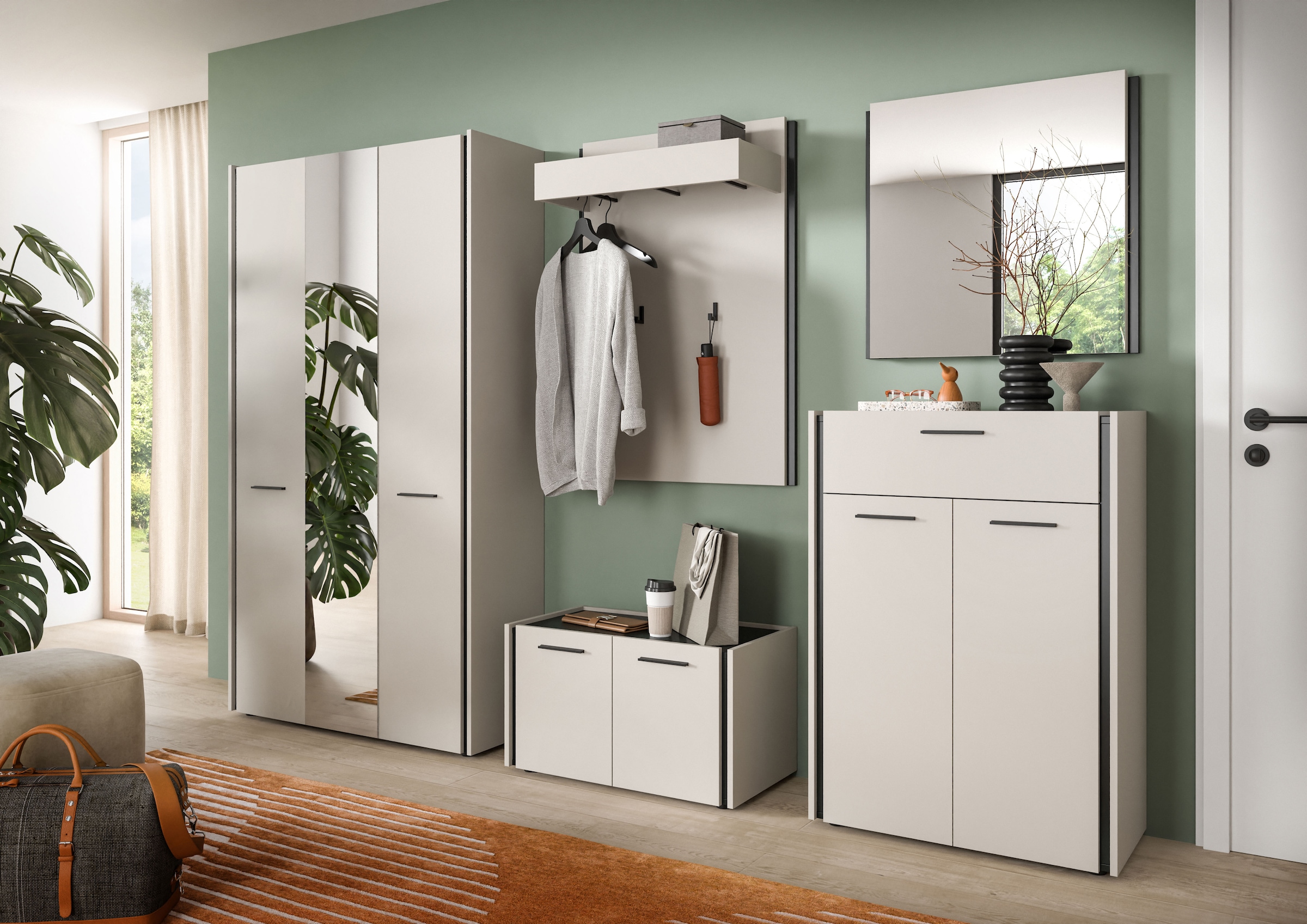 Home affaire Garderobenpaneel »RAK, Breite 75 cm, 2 Garderobenhaken, 1 Kleiderstange, 1 Ablageboden« Flurgarderobe, Paneel, Wandgarderobe, Wandpaneel, Garderobe