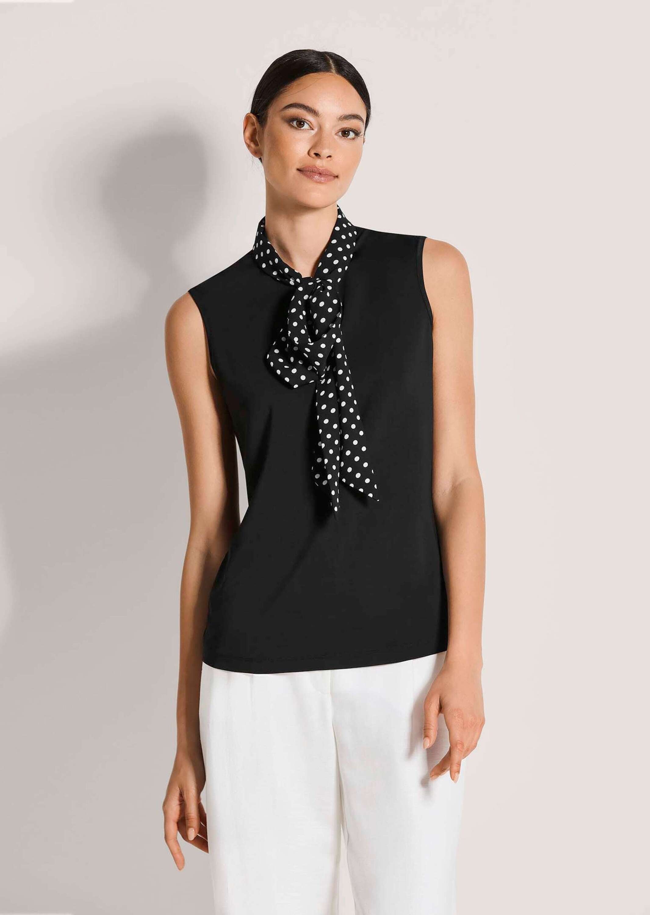 MADELEINE Kurzarmshirt »Jerseyshirt Elegantes Blusenshirt mit Schluppe« Gepunktete Schluppe