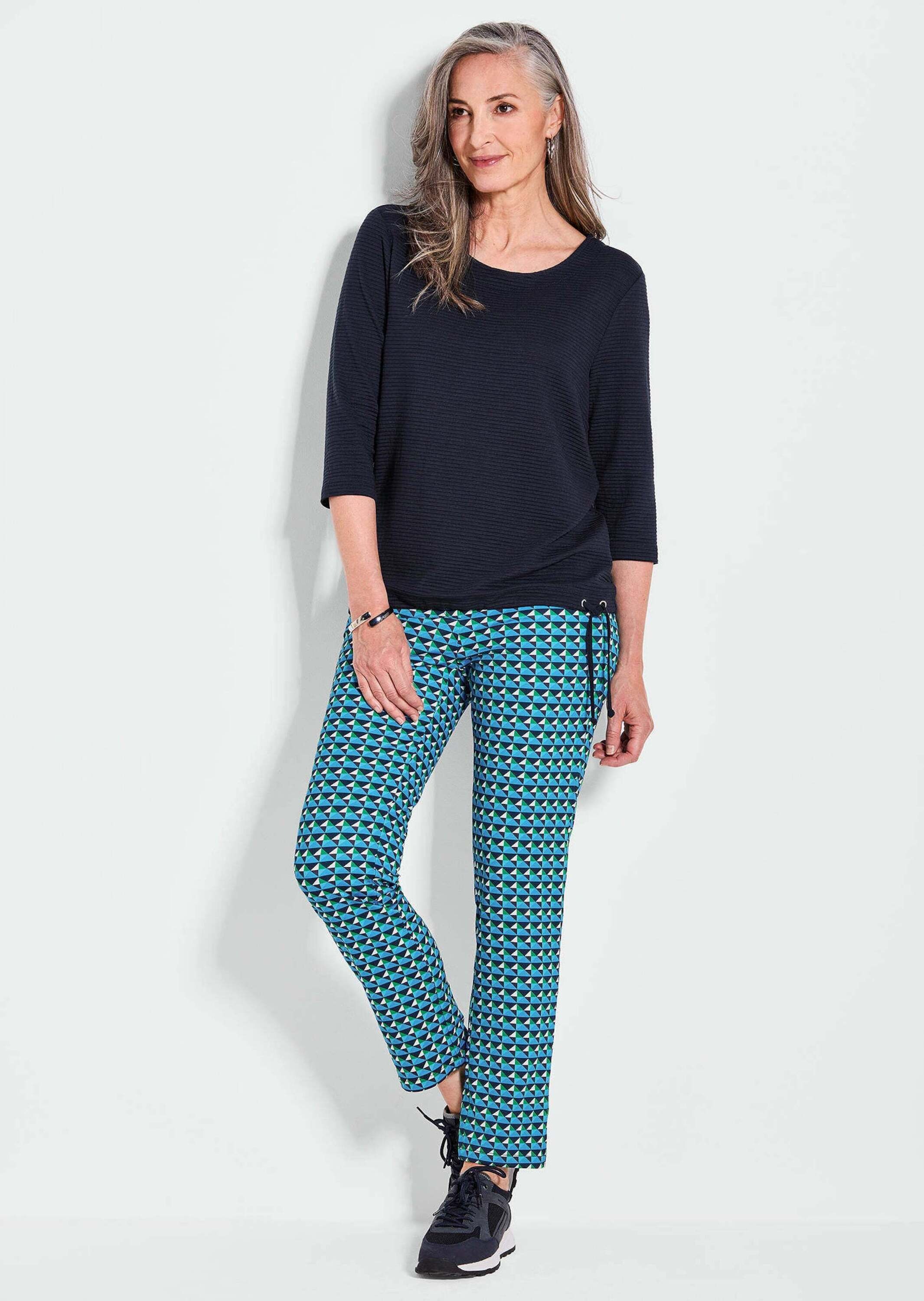 GOLDNER Kurzarmshirt »Kurzgröße Gerades, bequemes Halbarm T-Shirt« Saum mit Kordelzug