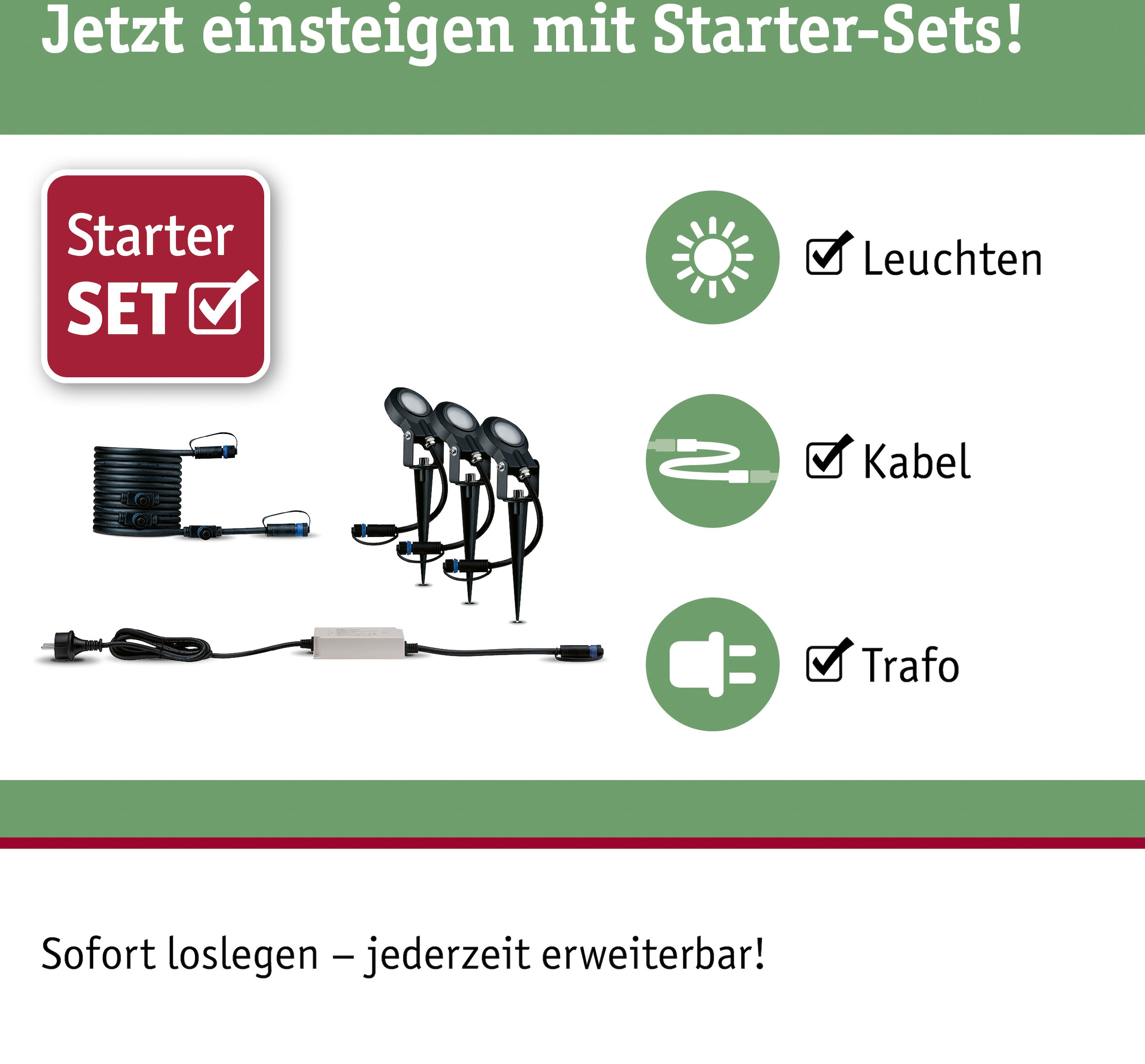 Paulmann LED Gartenstrahler »Plug & Shine«, 3 flammig, Leuchtmittel LED-Modul | LED fest integriert, LED-Modul, IP67, 3000K