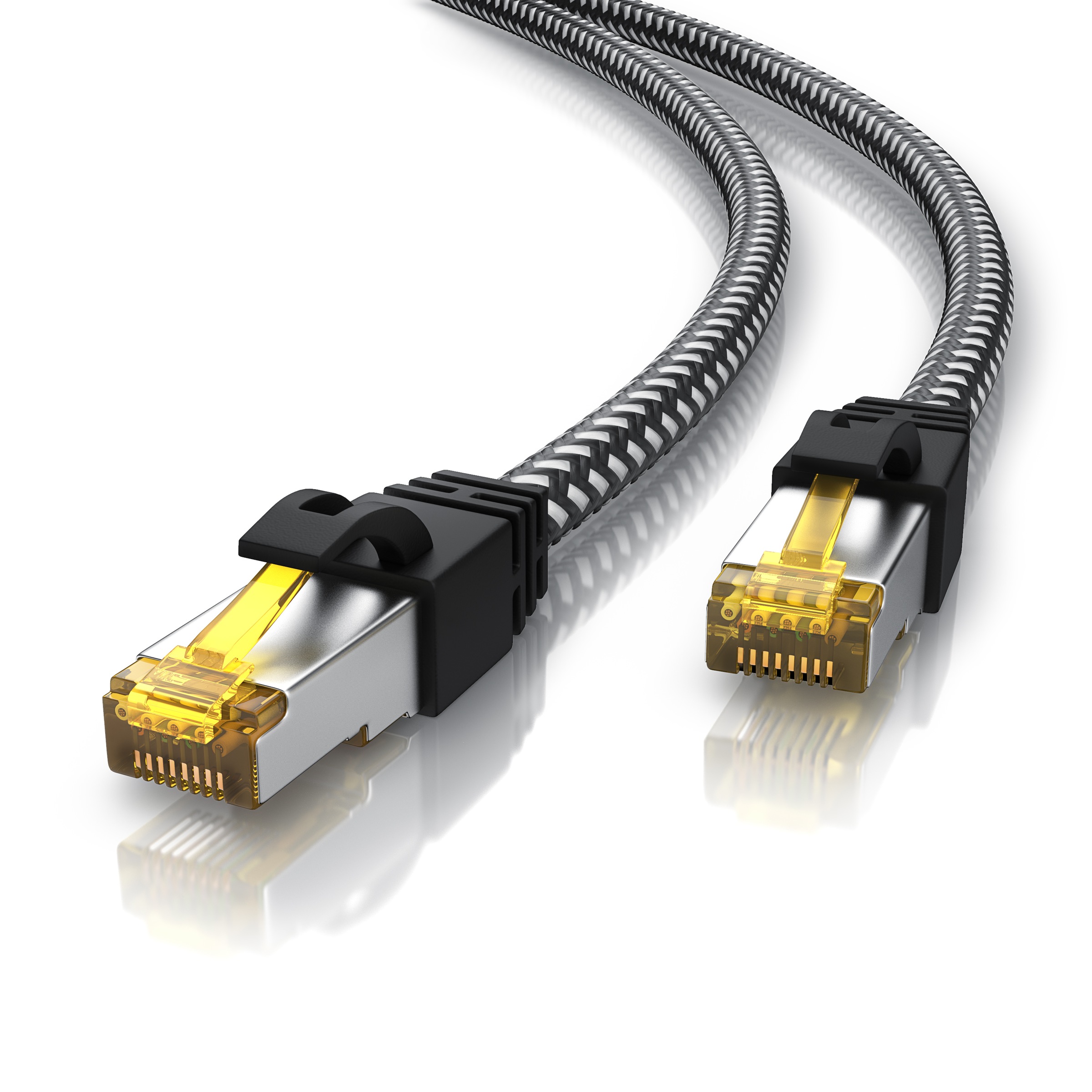 Primewire Netzwerkkabel »Cat.7 Rohkabel mit RJ 45 Stecker«, RJ-45 (Ethernet), 200 cm, Gigabit Ethernet LAN mit Baumwollmantel