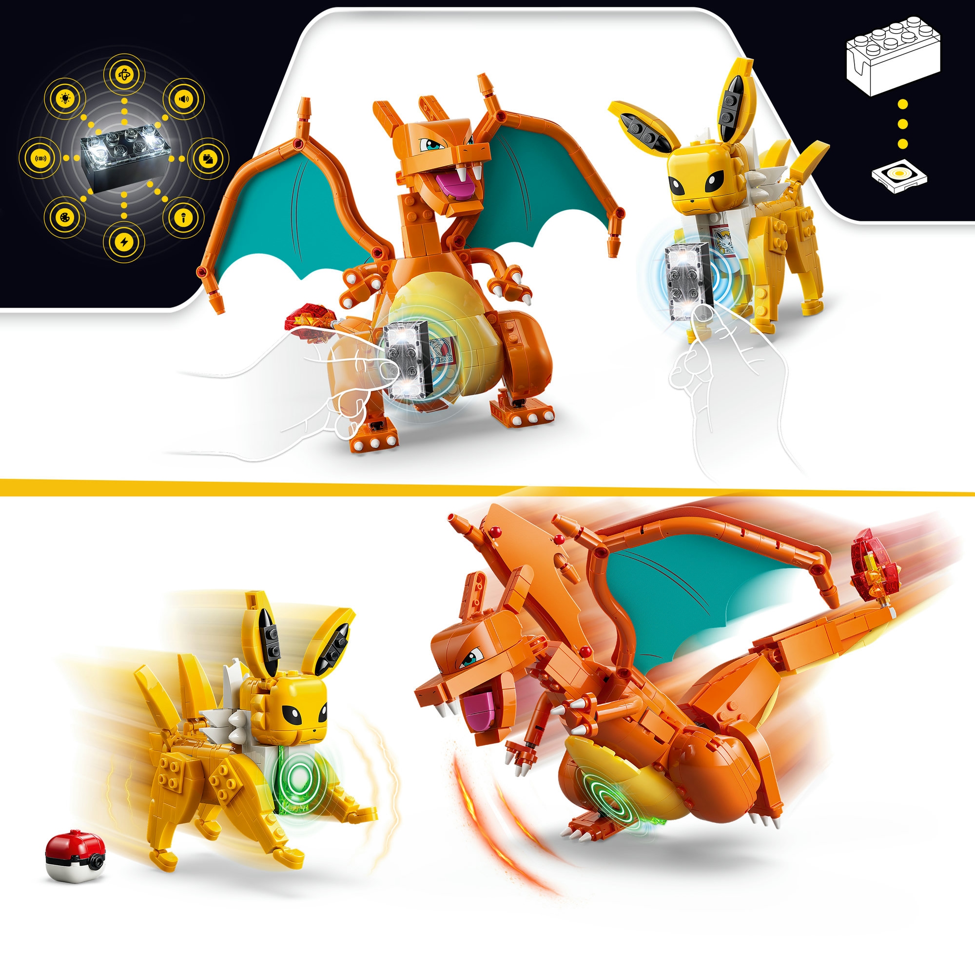LEGO® Konstruktionsspielsteine »SMART Play: Ultimativer Showdown zwischen Glurak und Blitza (72167)« LEGO Pokémon; inklusive SMART Brick; mit Licht- und Soundeffekten