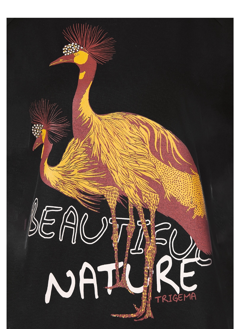 Trigema Kurzarmshirt, mit Strass und Vogelmotiv