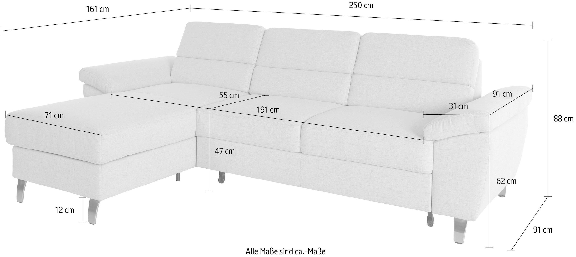 sit&more Ecksofa »Sorano L-Form« wahlweise mit Schlaffunktion und Bettkasten