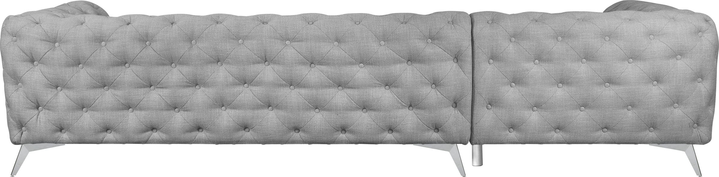 Leonique Chesterfield-Sofa »Ecksofa GLYNIS L-Form mit Wellenunterfederung, Maße B/T/H 323/264/75cm«, aufwändige Knopfheftung, moderne Chesterfield Optik, Fußfarbe wählbar