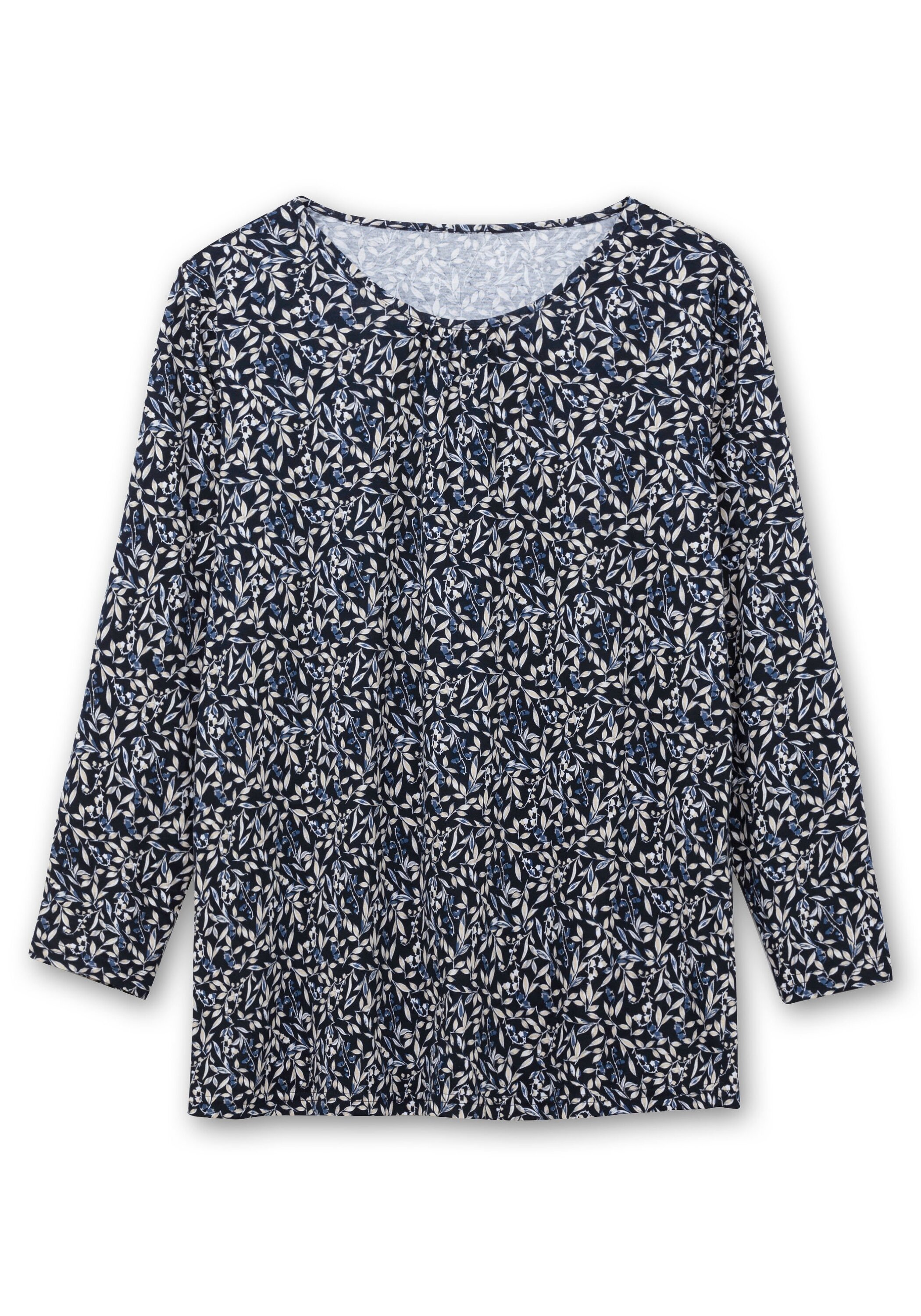 Sheego Langarmshirt »Langarmshirt aus Baumwolljersey mit Minimalprint«, aus Baumwolljersey mit Minimalprint