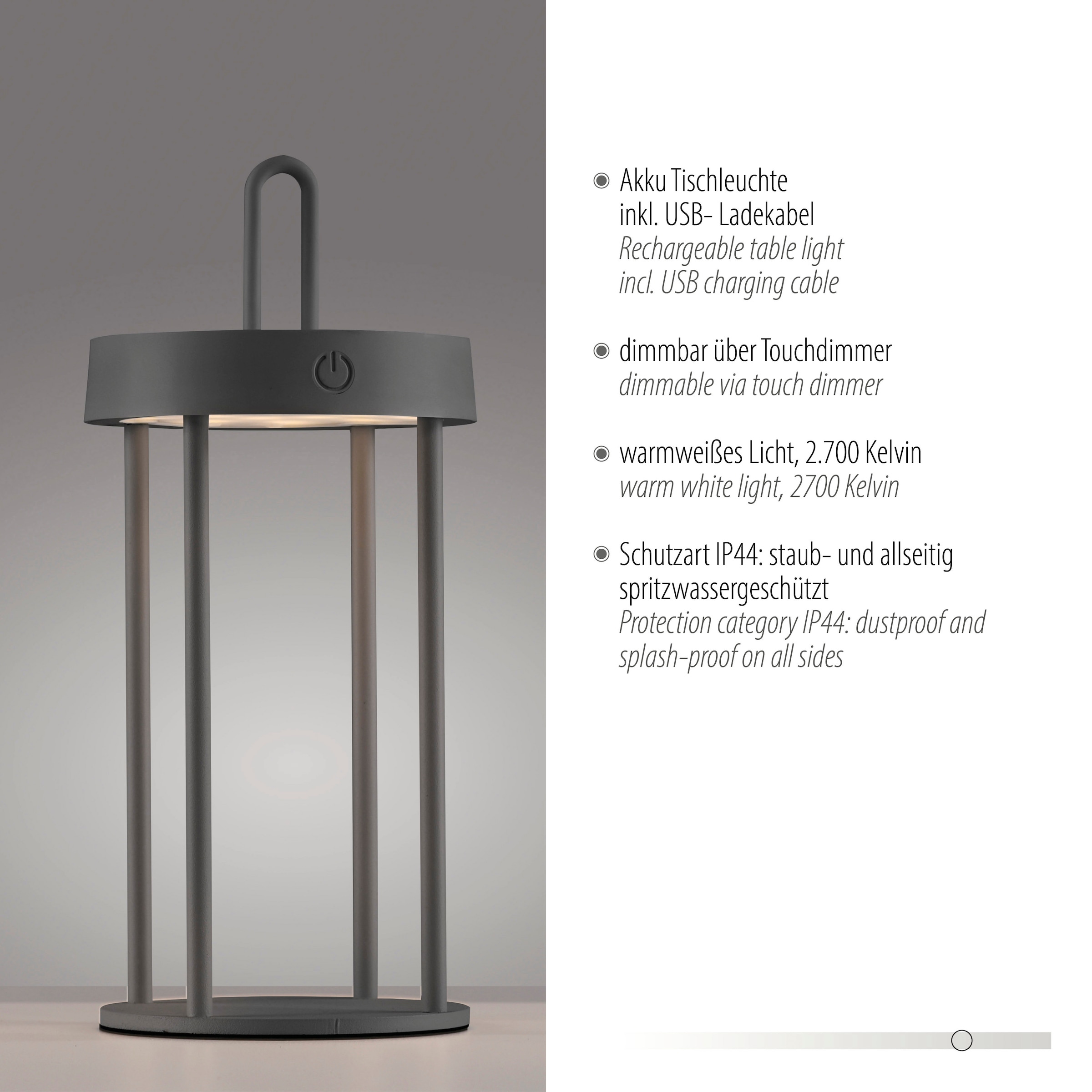 JUST LIGHT Tischleuchte »ANSELM«, 1 flammig, Leuchtmittel LED-Modul | LED fest integriert, Akkuleuchte