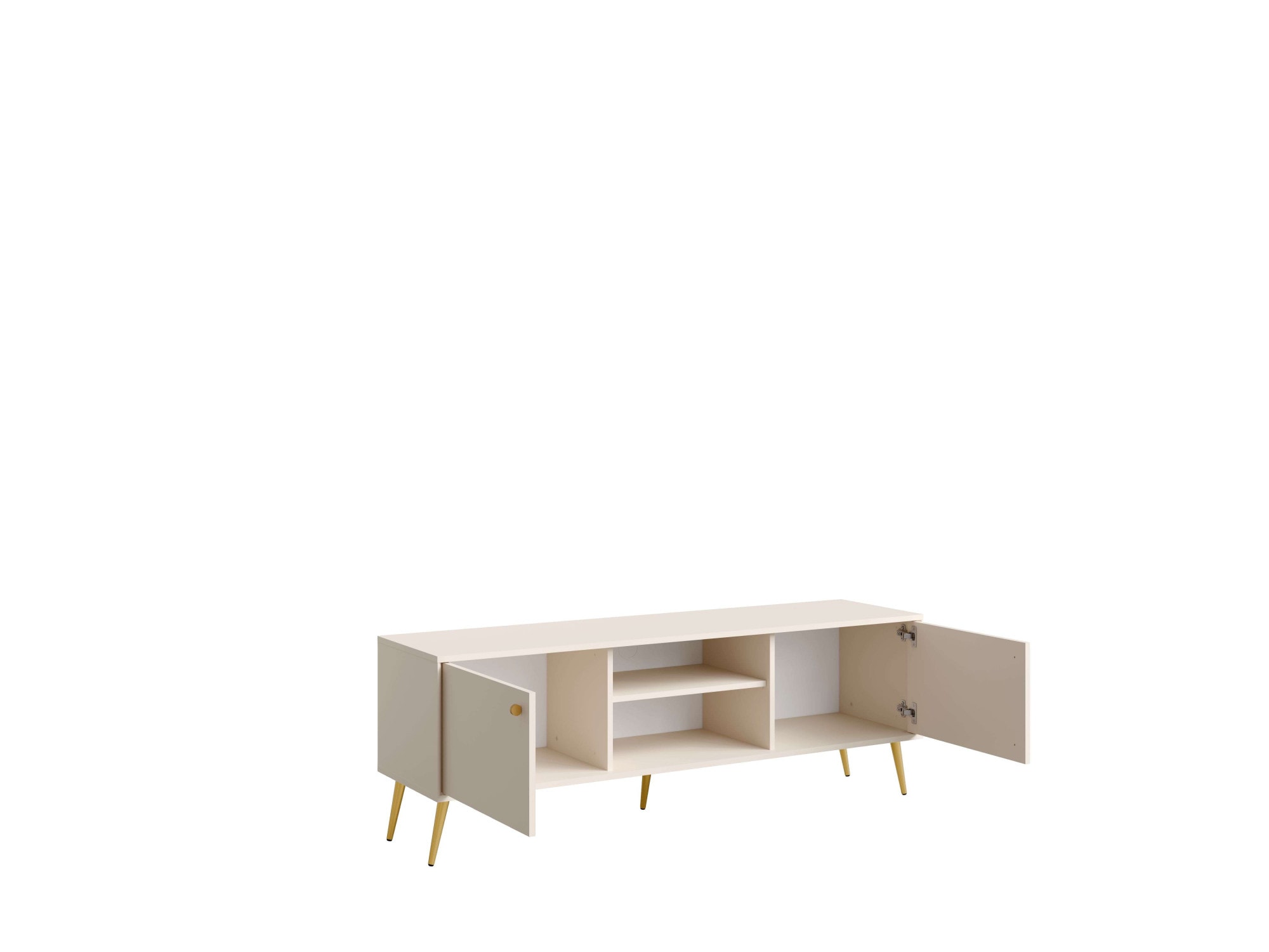 Home affaire Lowboard »ROMELIS TV-Schrank mit 2 Türen und einem Fach, B/T/H: 156/40,5/54,8 cm« Beige TV-Kommode mit goldenen Akzenten, viel Stauraum