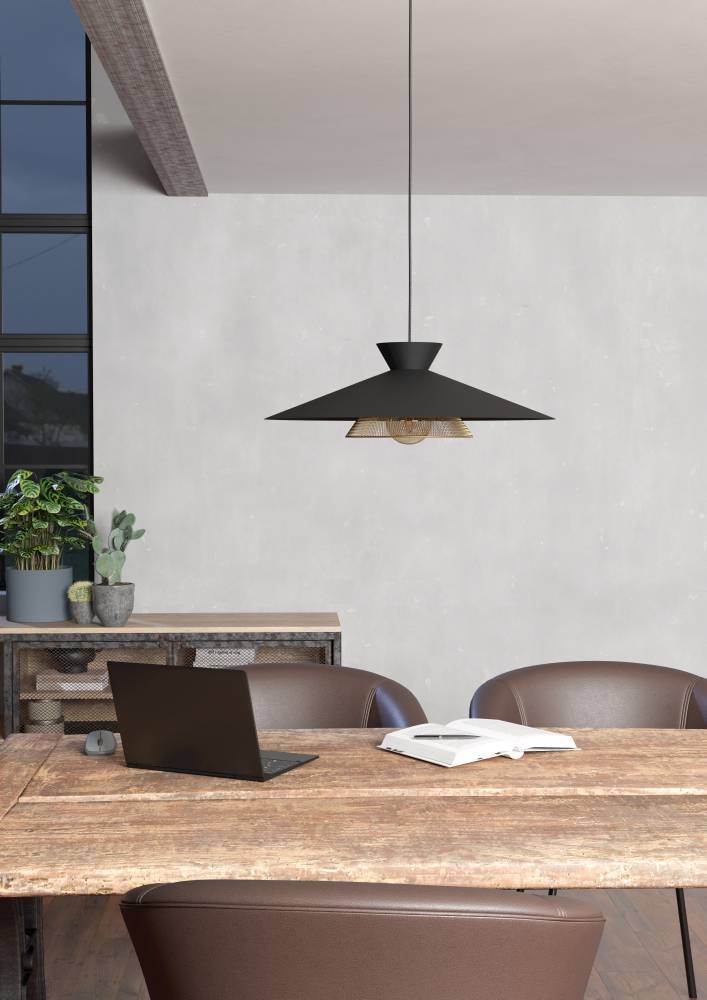 EGLO Hängeleuchte »GRIZEDALE«, 1 flammig, Leuchtmittel E27 | ohne Leuchtmittel, Pendelleuchte, Esszimmerlampe, Japandi-Design, Metall, Ø 50 cm