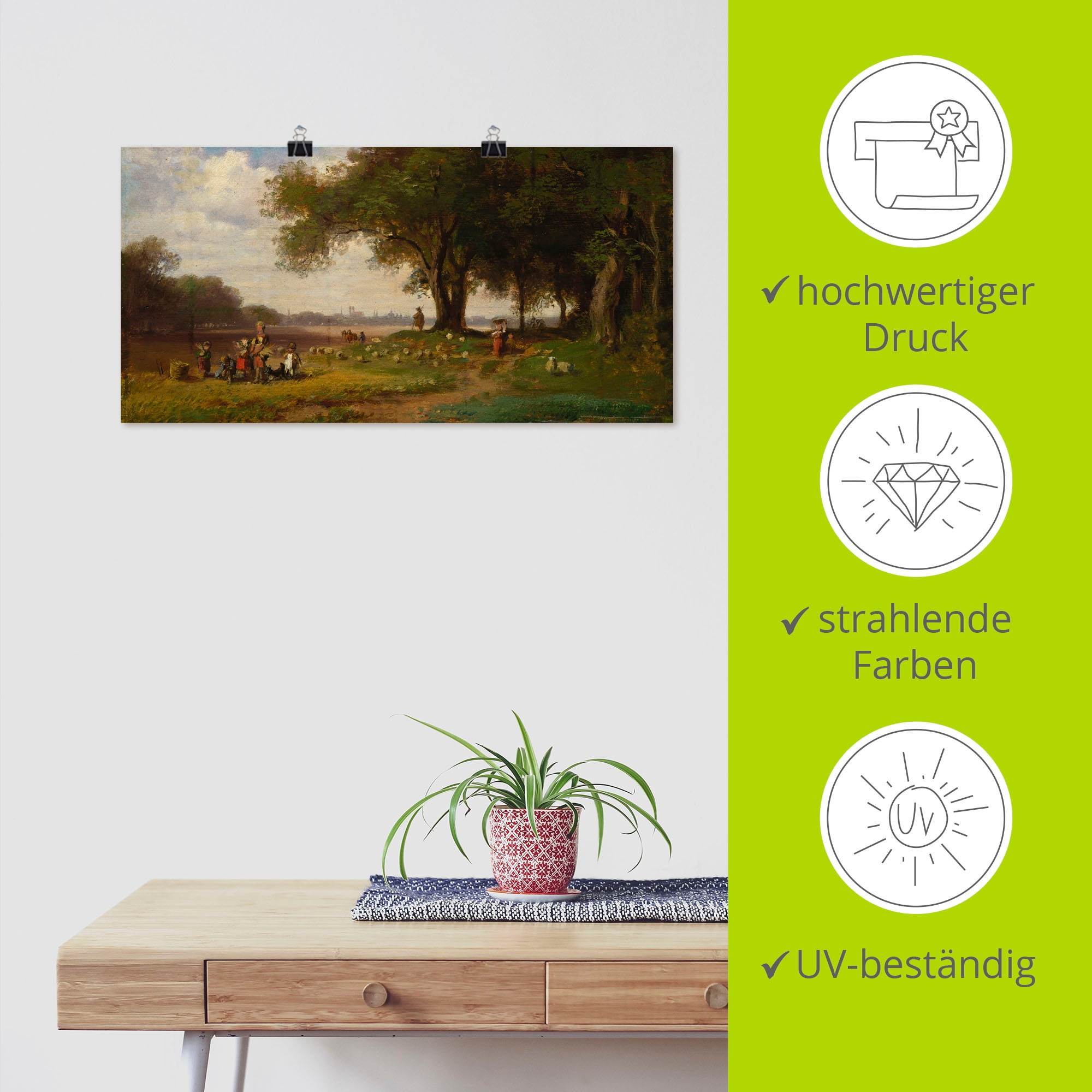 Artland Wandbild »Landschaft vor München mit Schäfer«, Europa, (1 St.), als Poster, Wandaufkleber in verschied. Größen