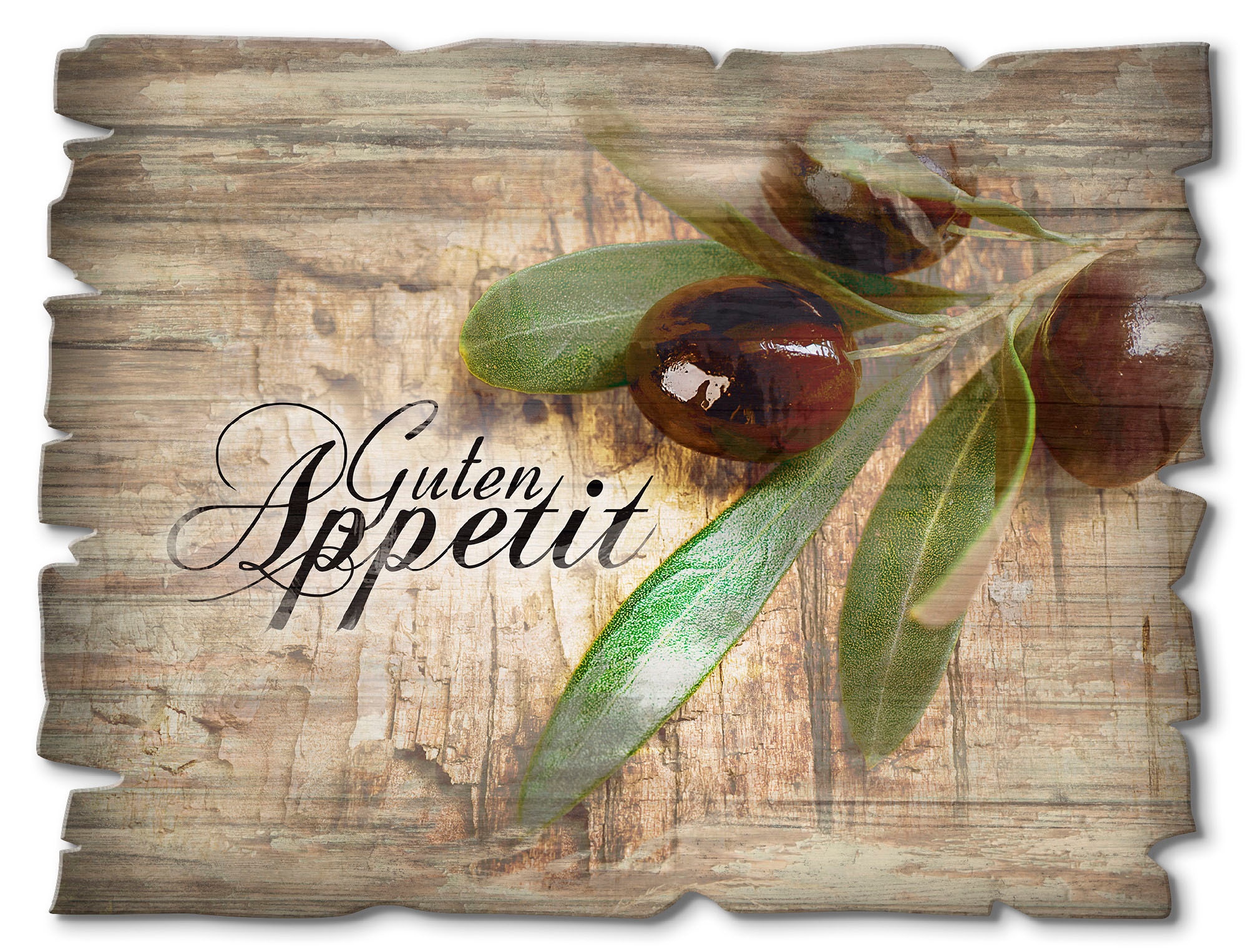 Holzbild »Oliven Guten Appetit«, Speisen, (1 St.)