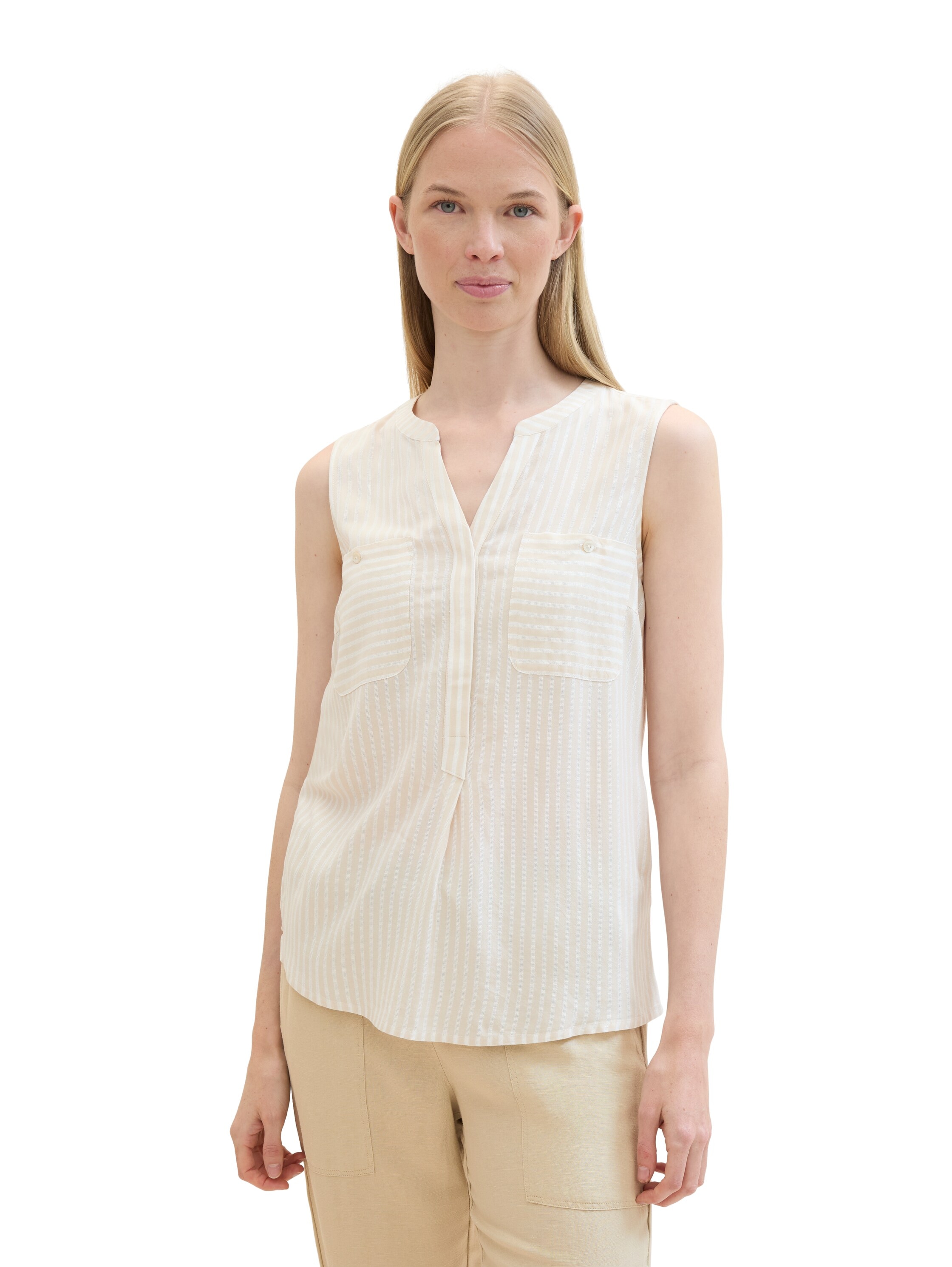 TOM TAILOR Blusenshirt, gestreift mit aufgesetzten Brusttaschen