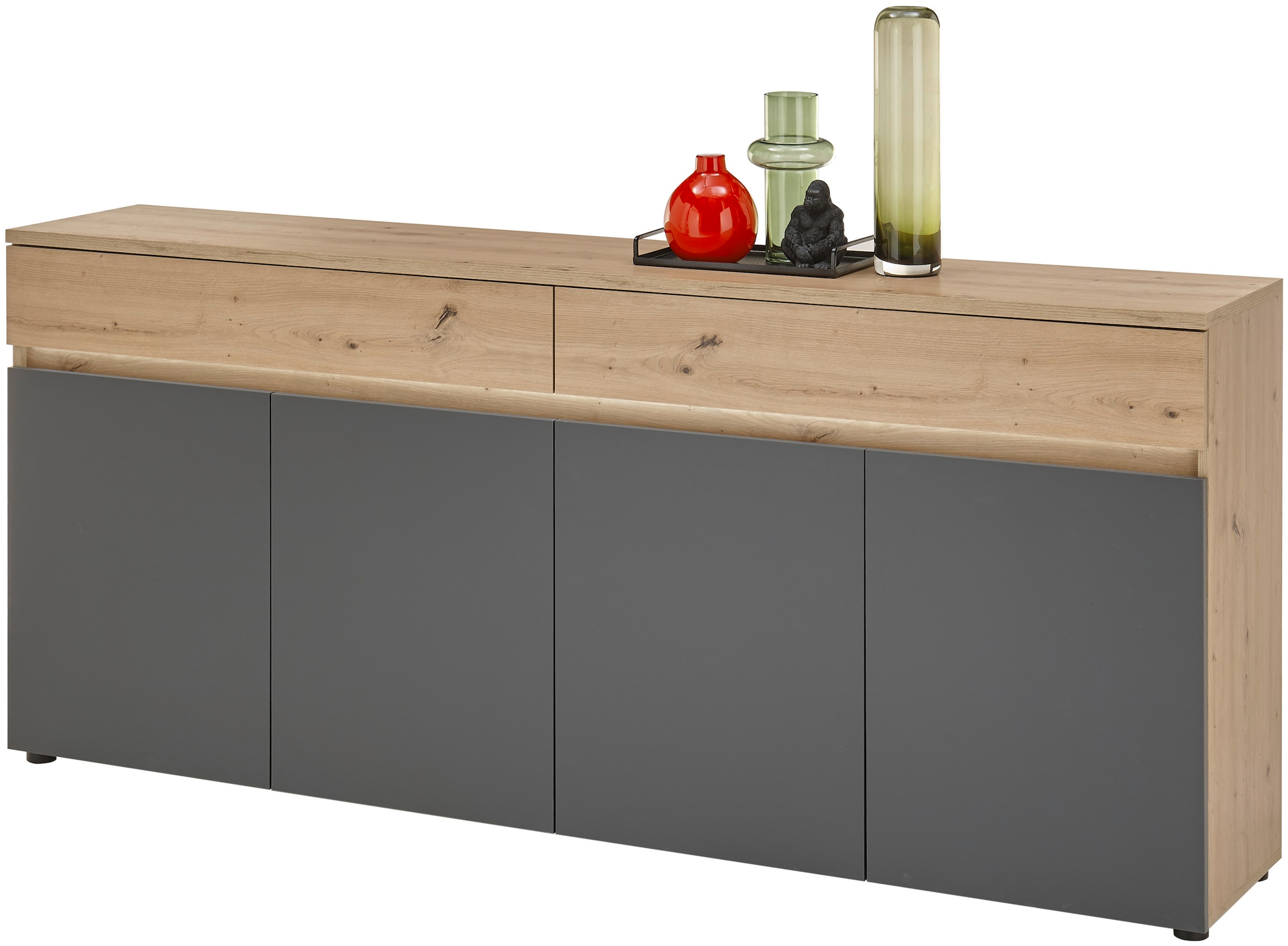 Sideboard »Lille inkl. LED-Beleuchtung, BxHxT 200x86x38 cm«, (1 St.), Mit 4 Türen, 2...