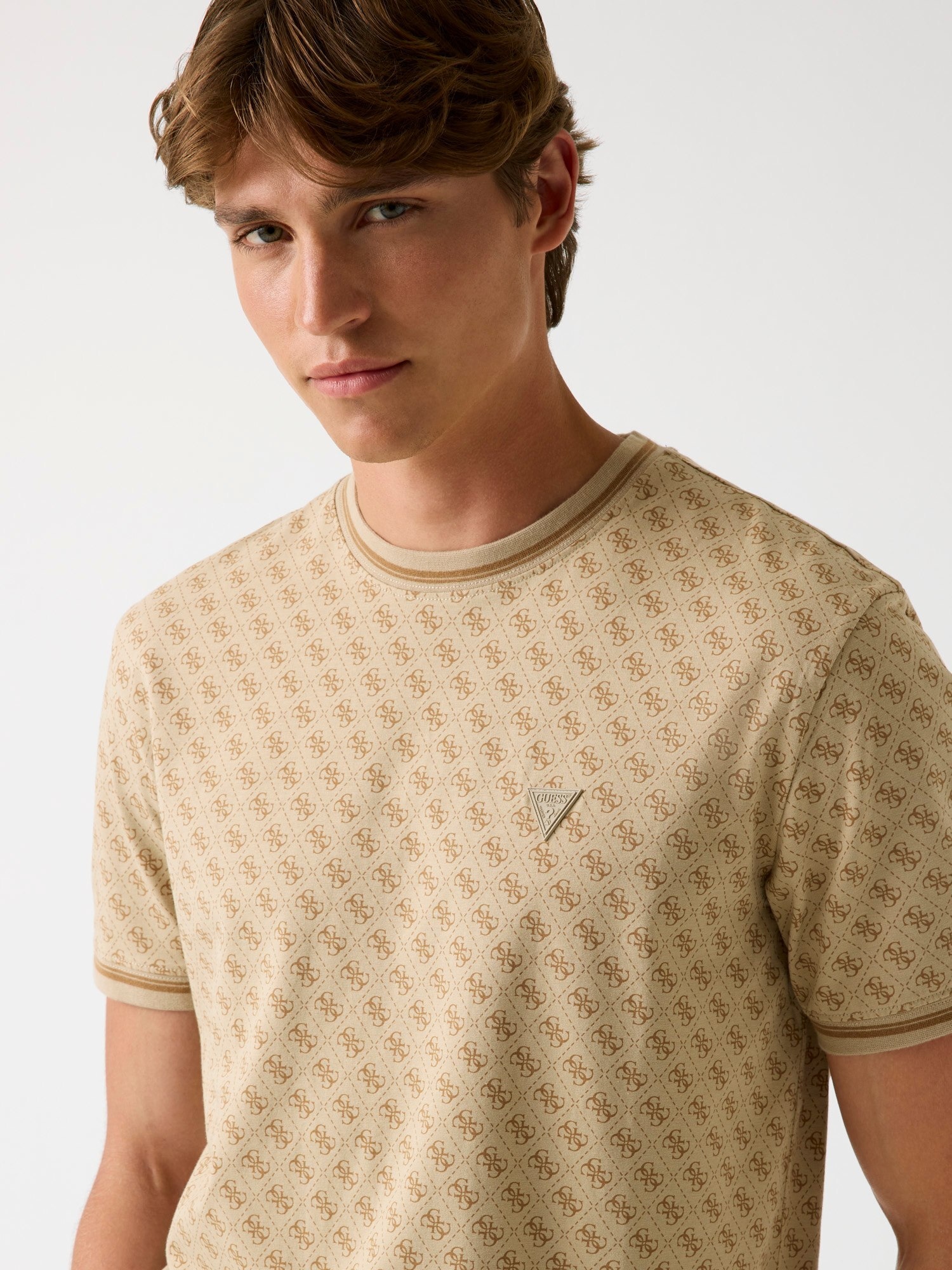 Guess T-Shirt »MARSHALL« Regular Fit, geringelte Bündchen