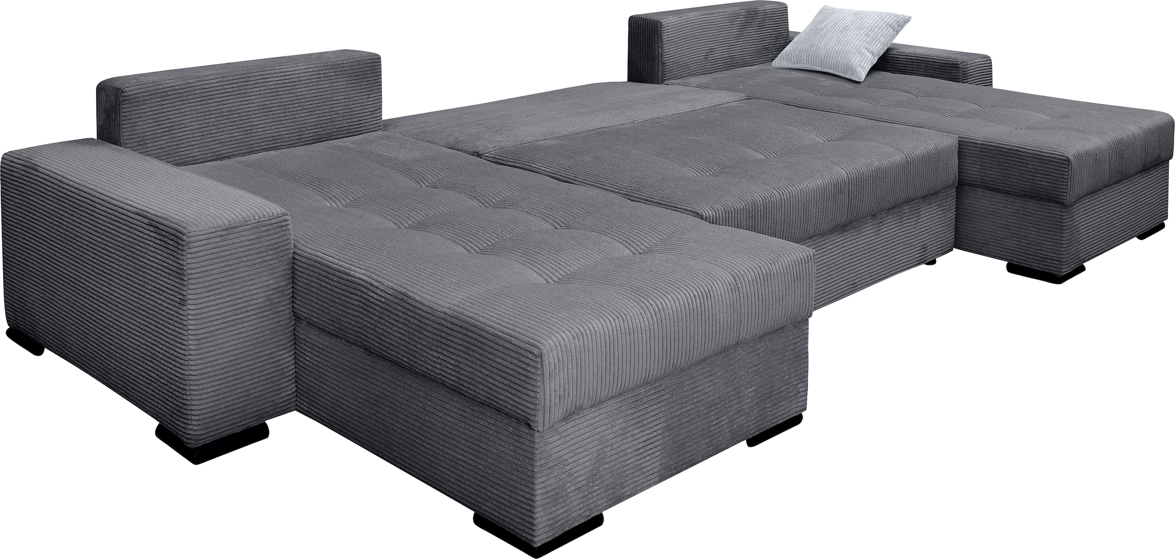 COLLECTION AB Wohnlandschaft »XL-Josy U-Form, Breite 313 cm, Cord-/Mix«, inkl. Bettfunktion, Bettkasten, mit 4 gleich großen Rückenkissen