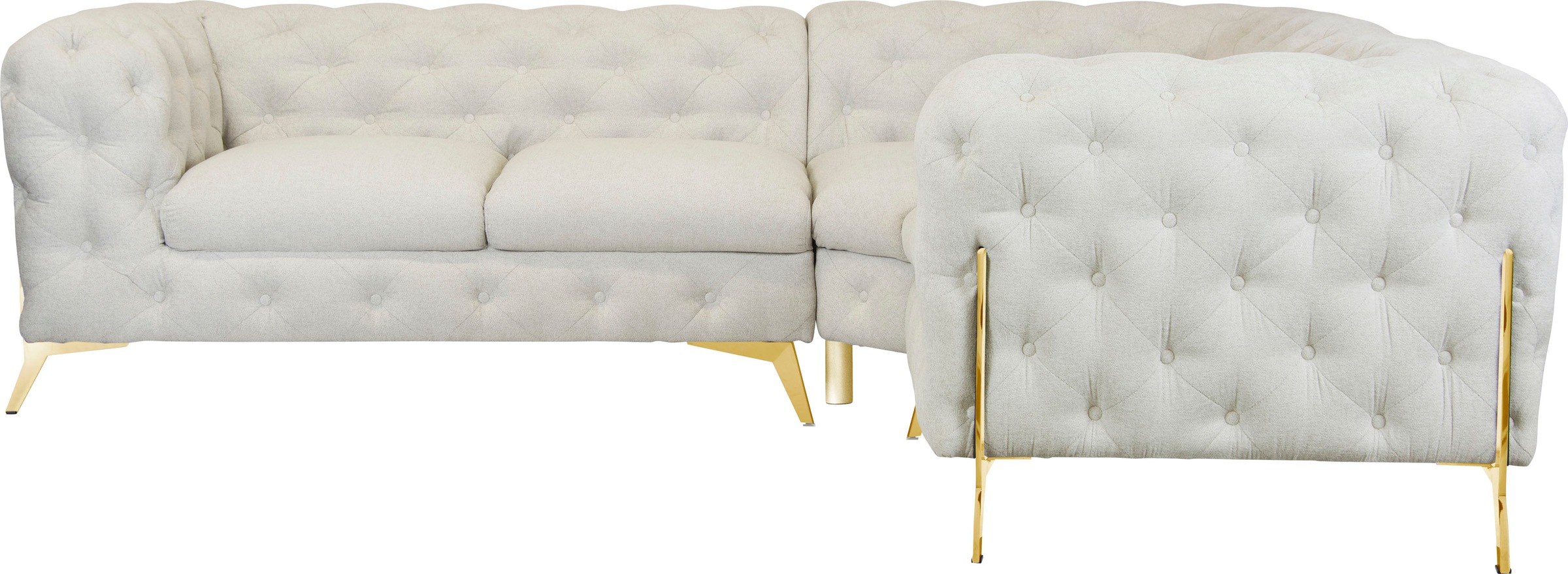 Leonique Chesterfield-Sofa »Amaury L-Form«, moderne Chersterfield-Optik, Breite 262 cm, Fußfarbe wählbar