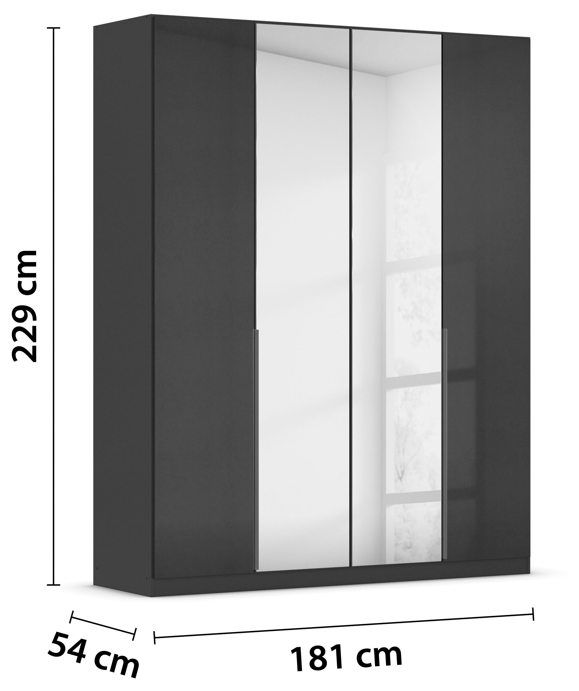 rauch Drehtürenschrank »Kleiderschrank Schrank Garderobe AGORDO mit Dekor- oder Hochglanzfront«, (in zwei Griff-Farben), durchdachte Innenausstattung, in 6 Breiten und 2 Höhen MADE IN GERMANY