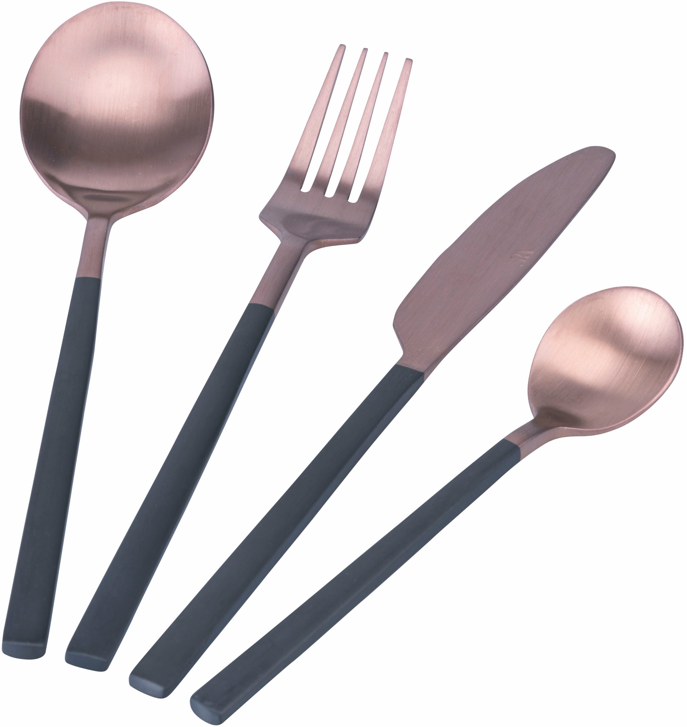 Villa d'Este Besteck-Set »Stylo Duo satiniert«, (Set, 24 tlg.), Essbesteck-Set, satiniert