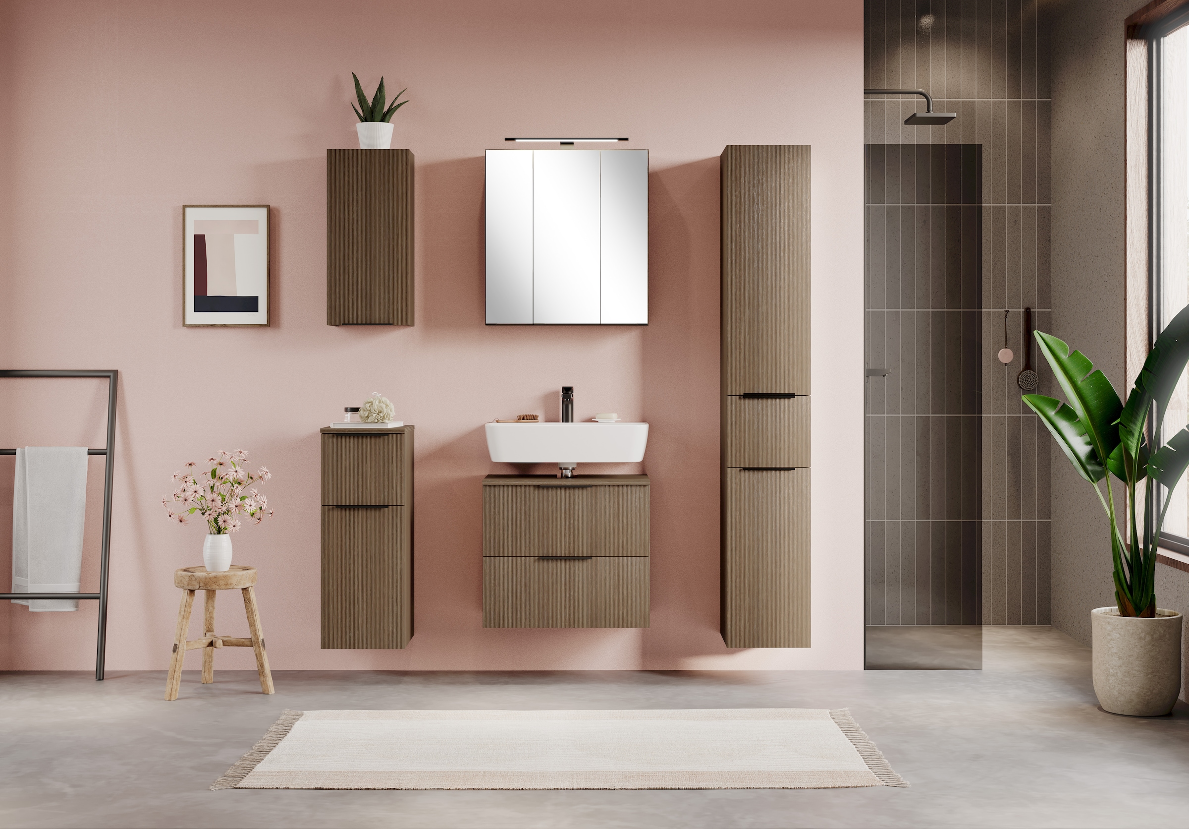 welltime Waschbeckenunterschrank »Lecce«, Welltime, Breite 60 cm, gedämpfte Scharniere und Softclose-Funktion