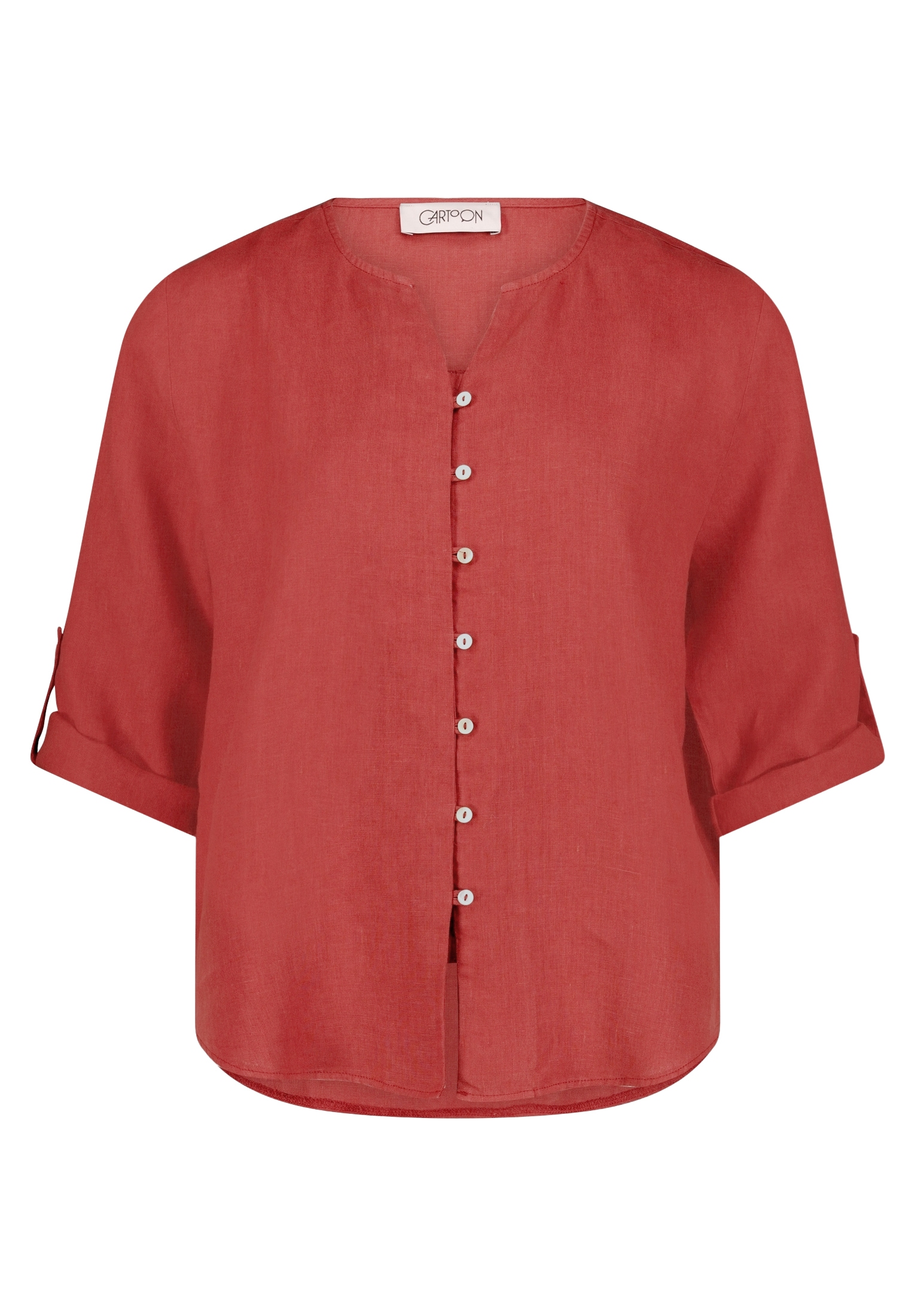 Cartoon Klassische Bluse »Leinenbluse mit V-Ausschnitt«