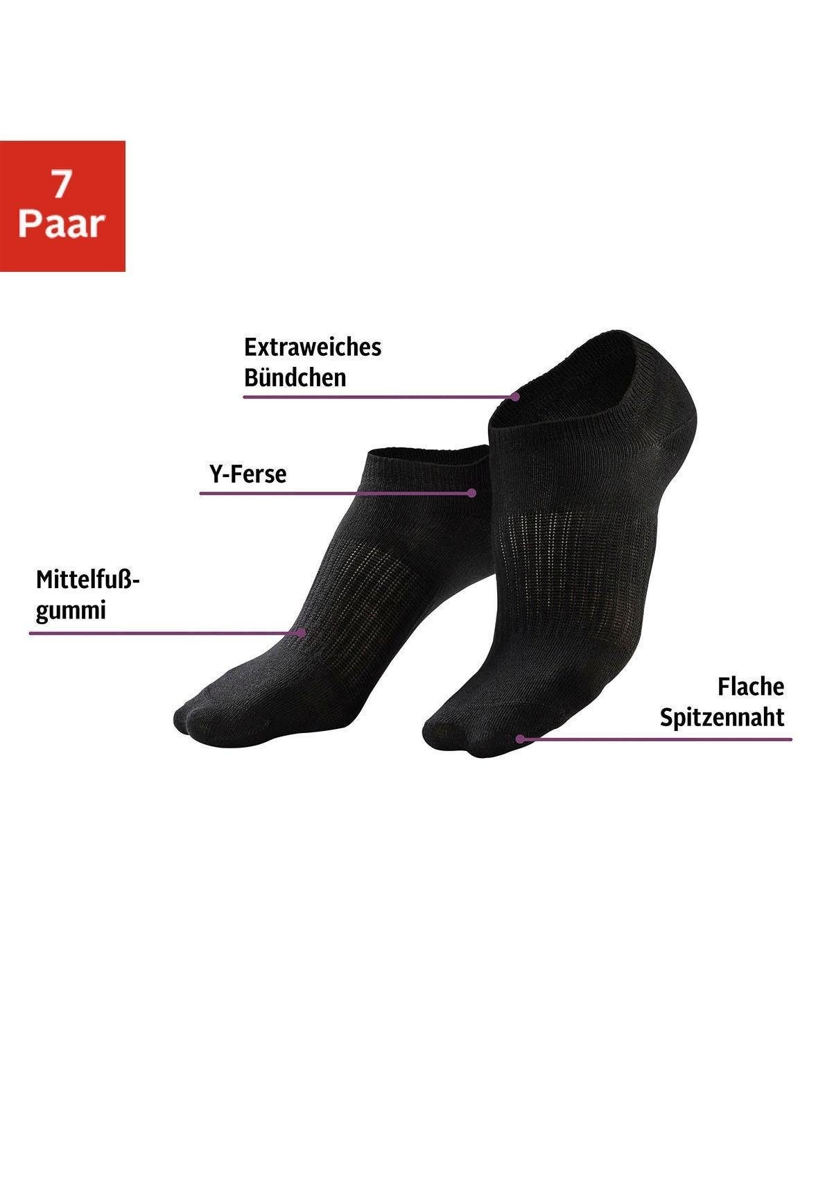 Sneakersocken, (Set, 7 Paar), mit Mittelfußgummi