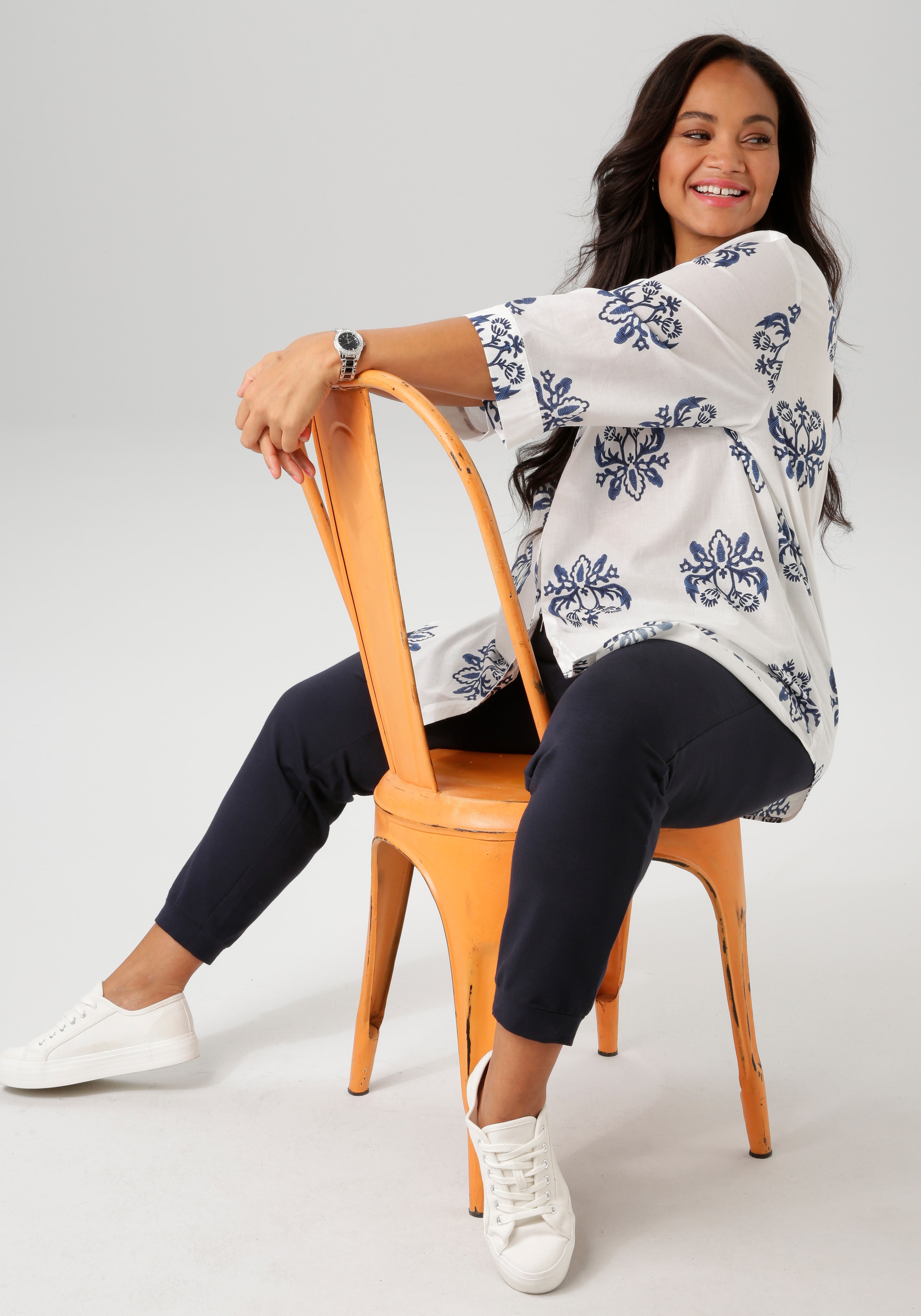 Aniston PLUS Longbluse, mit Ornamenten bedruckt - jedes Teil ein Unikat