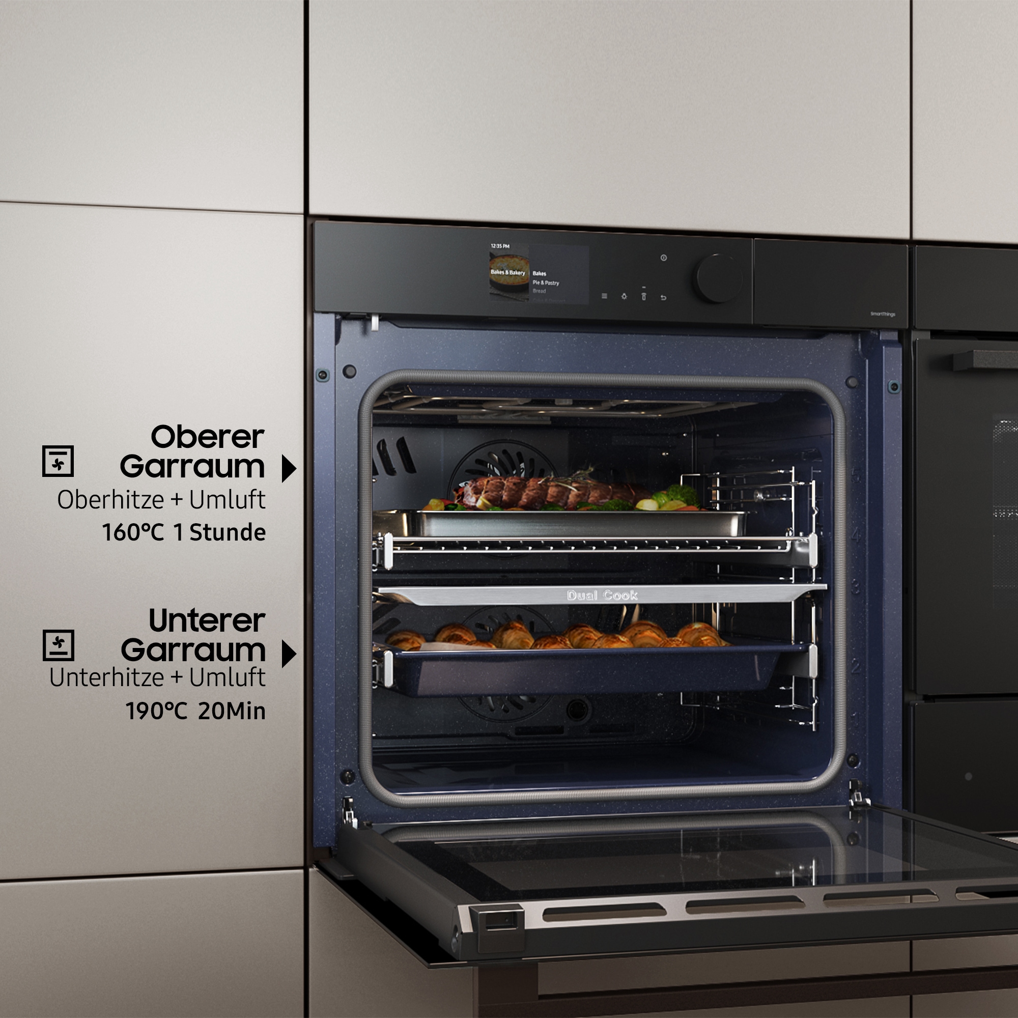 Samsung Pyrolyse Backofen NV7600B »NV7B6675CDN«, mit 1-fach-Teleskopauszug, Pyrolyse-Selbstreinigung, "BESPOKE"