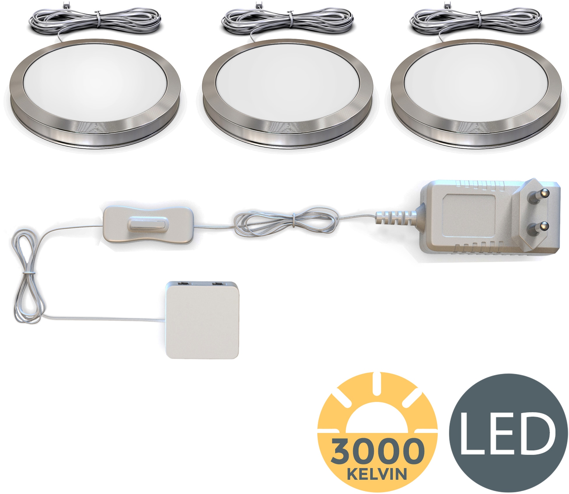 OTTO LED 170lm SET Schranklicht, inkl. bei 3000K Unterschrankleuchte, bestellen 3 B.K.Licht flammig-flammig, Küche, 2W Modul LED