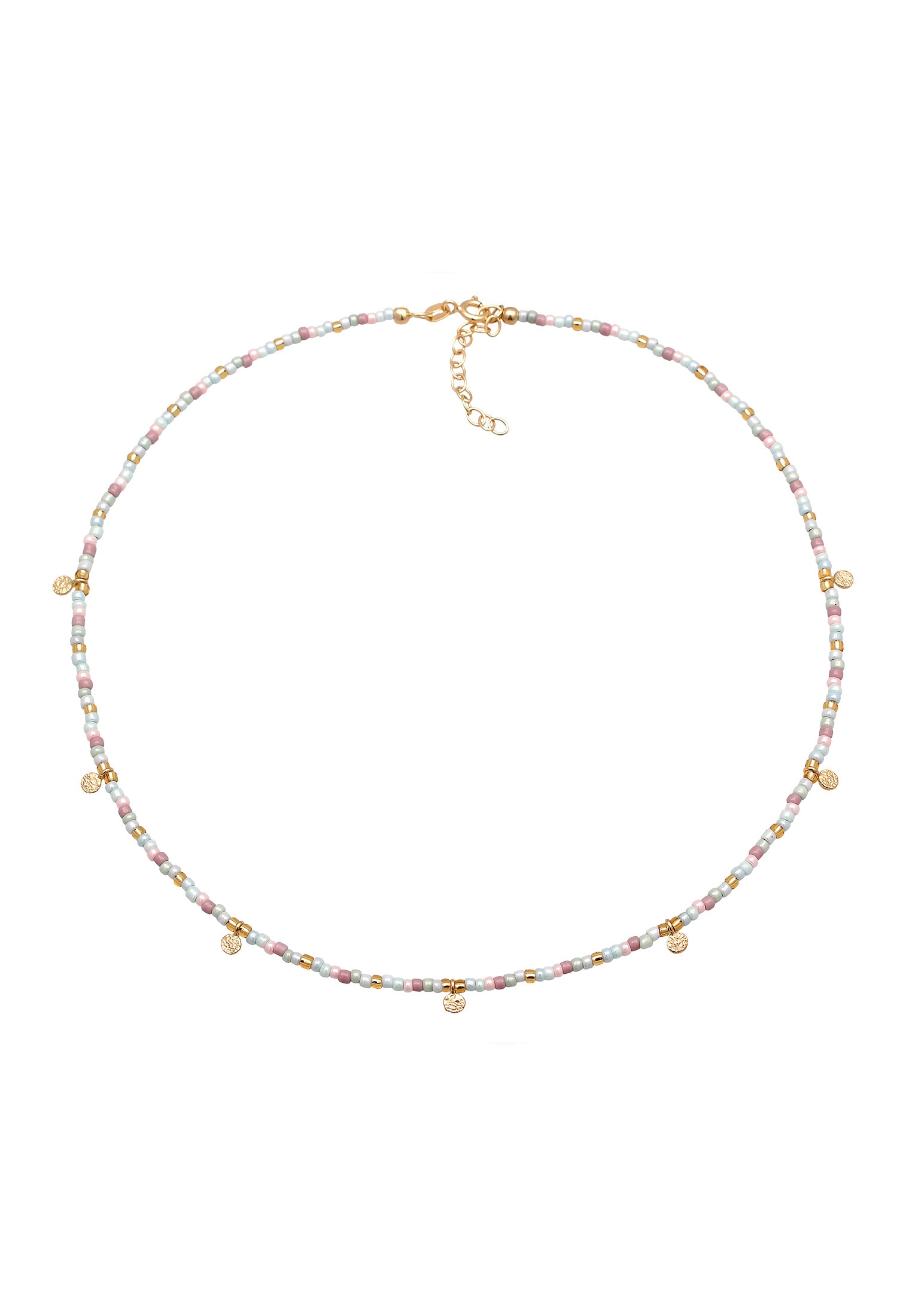 Elli Choker »Halskette Plättchen Glas Beads Bunt 925 Silber vergoldet«