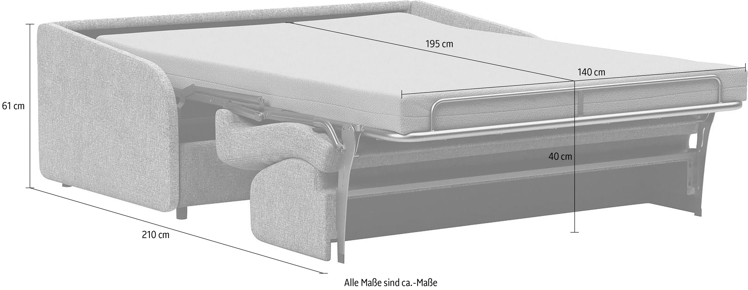 INNOVATION LIVING ™ 3-Sitzer »Eivor, hochwertige Dauerschlaffunktion, bequem und komfortabel«, Schlafsofa mit innenliegender Schlafmatratze und schlanken Armlehnen