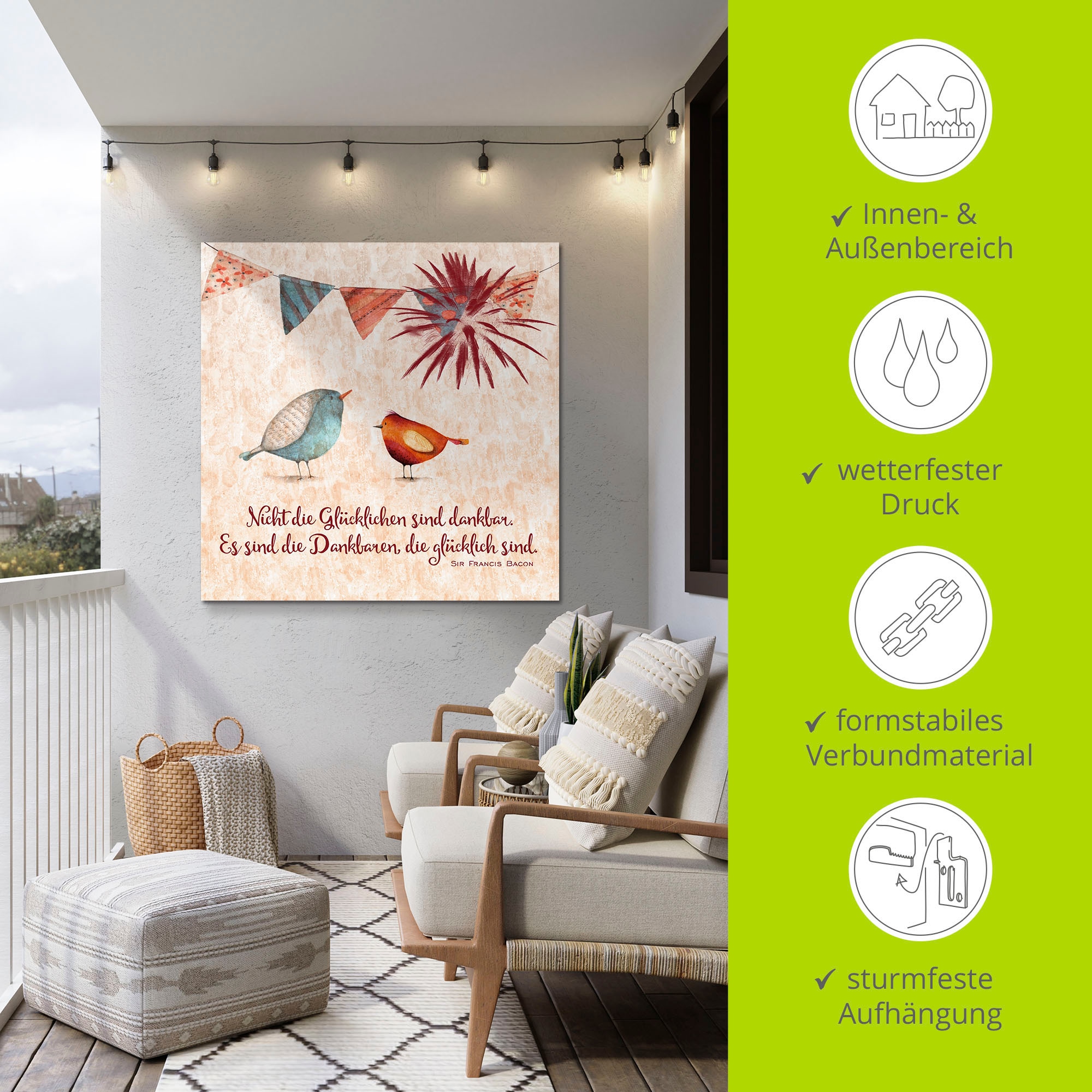 Artland Wandbild »Lebensweisheit Glücklich« Tiere 1 Stk. tlg. als Alubild, Outdoorbild, Leinwandbild, Poster, Wandaufkleber