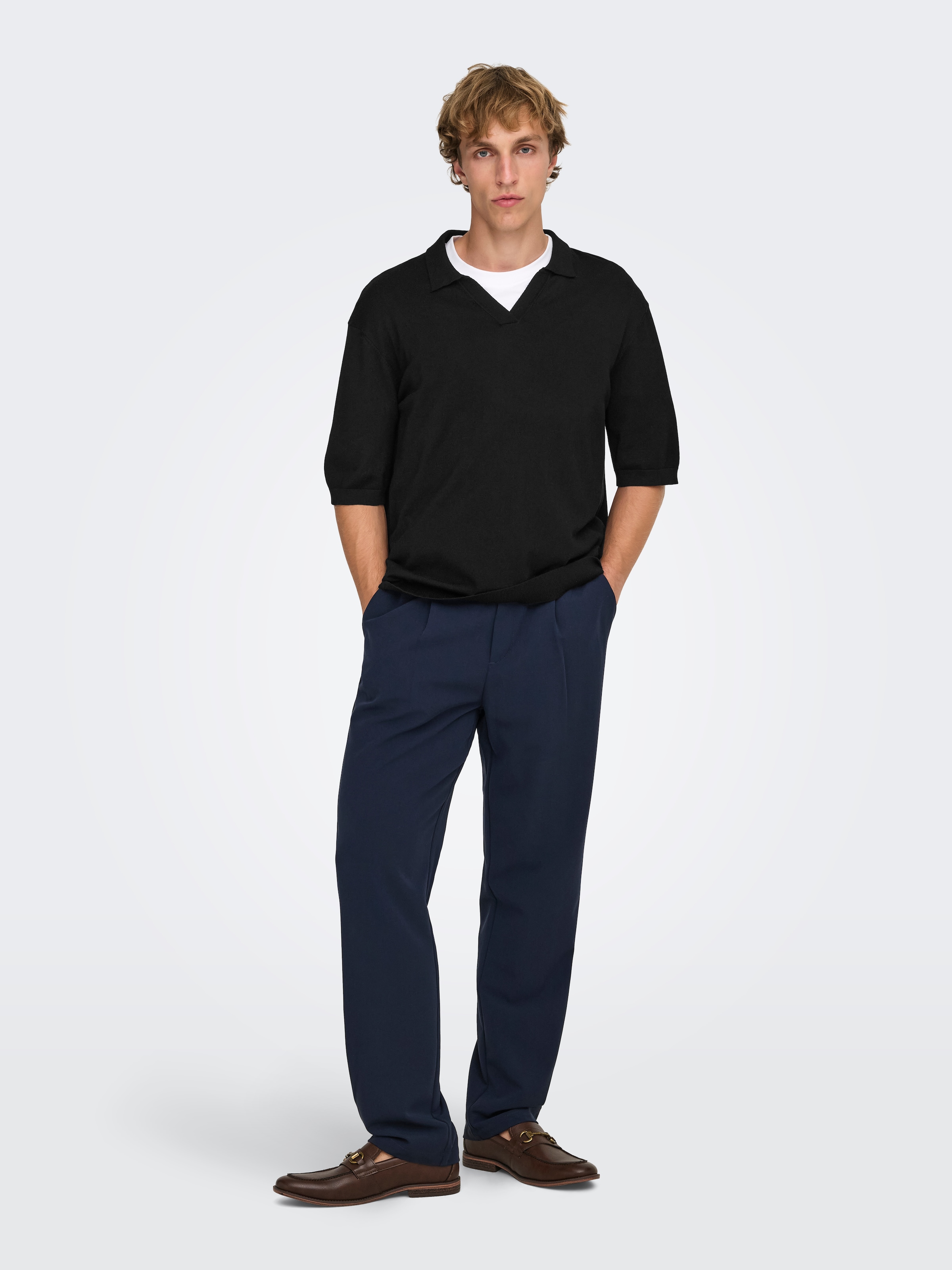 ONLY & SONS Polokragenpullover »ONSWYLER LIFE RLX 12 SS SPLIT KNIT NOOS«