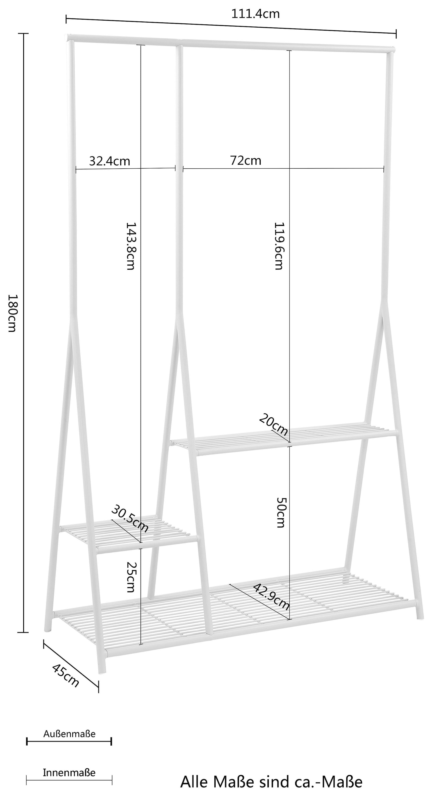 LeGer Home Metall, Farben, 2 »Mireille«, in OTTO by 180 Lena Gestell aus 2 bei Höhe Ablageböden, mit Gercke Kleiderschrank cm