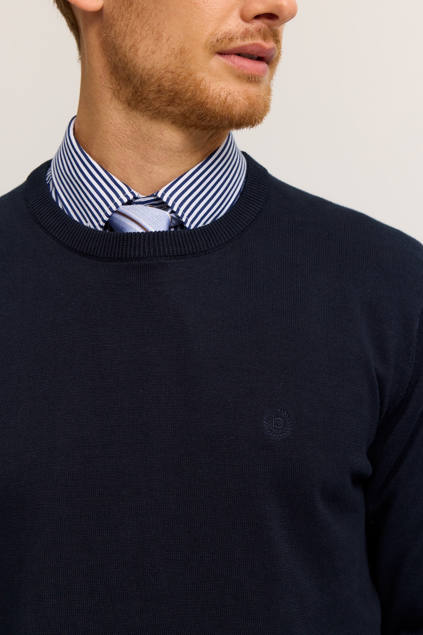 bugatti Rundhalspullover »Regular Fit« Basic Essential aus reiner Baumwolle