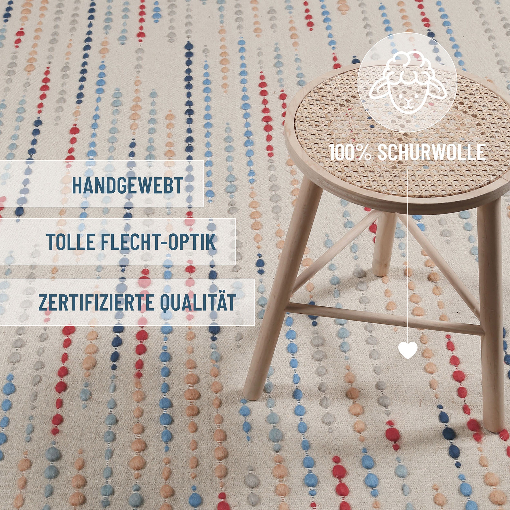 Wecon home Teppich »Maddie«, rechteckig, 11 mm Höhe, handgewebt, robust, strapazierfähig, skandinavisch, Naturfaser