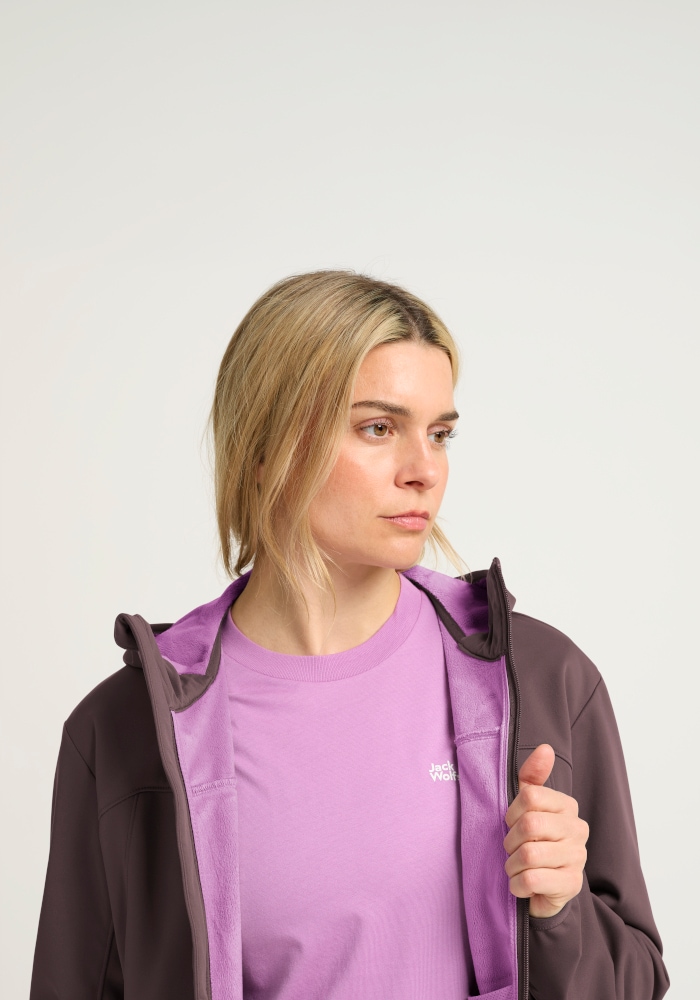 Jack Wolfskin Softshelljacke »WINDHAIN 2 HOODY W« mit wasserabweisendem und windabweisendem Obermaterial, normale Länge