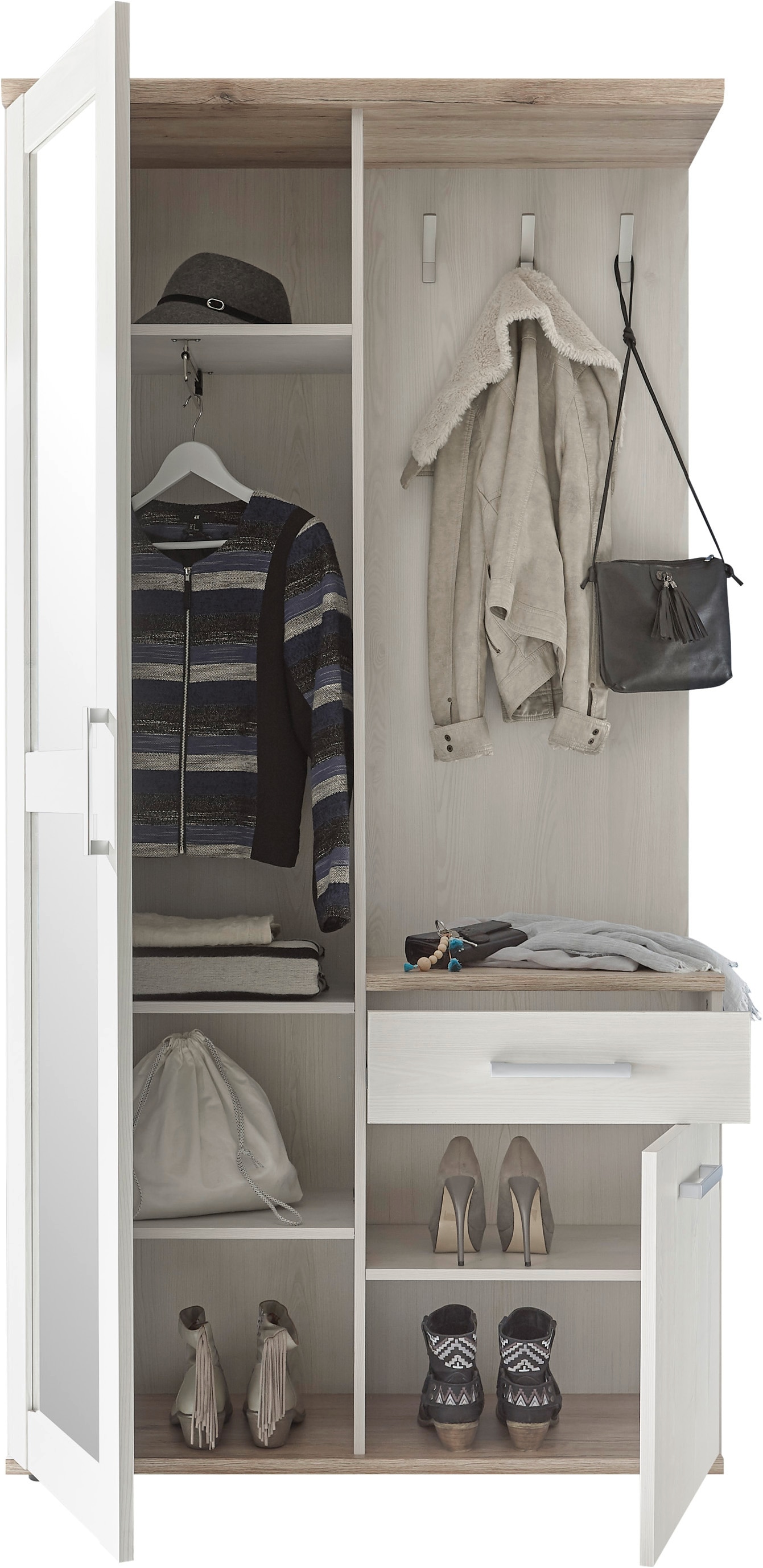 HBZ Kompaktgarderobe »Romance im Landhausstil, BxHxT 50x71x38 cm«, (1 St.), Kommode mit 1 Tür, 1 Schubkasten mit 4 Einlegeböden, 1 Einlegeboden