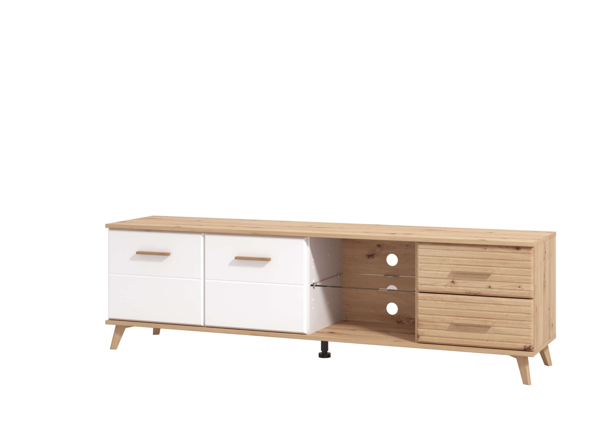 INOSIGN TV-Board »Ascona Lowboard, Breite 180 cm, TV-Schrank, TV-Ständer«, mit 2 Schubladen, mit 2 Türen, mit 1 Glasboden, in trendigen Farben