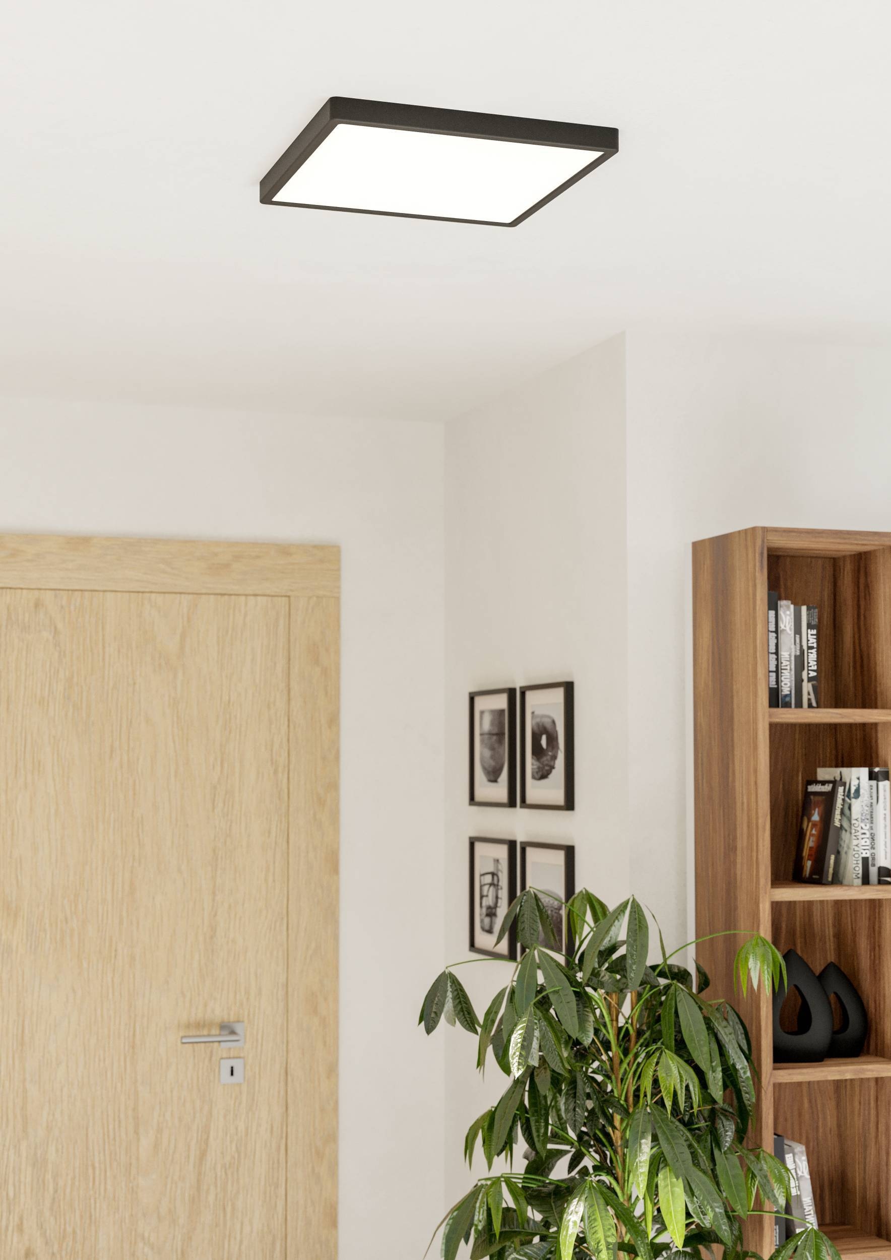 EGLO Aufbauleuchte »Fueva 6 Deckenleuchte, Aufbaulampe, Deckenbeleuchtung, Kunststoff« LED-Modul 1 Stk. Kaltweiß | Neutralweiß | Warmweiß Aufbauleuchte - L39 x B39 x H2,5 cm - schwarz - 17,5W inkl.