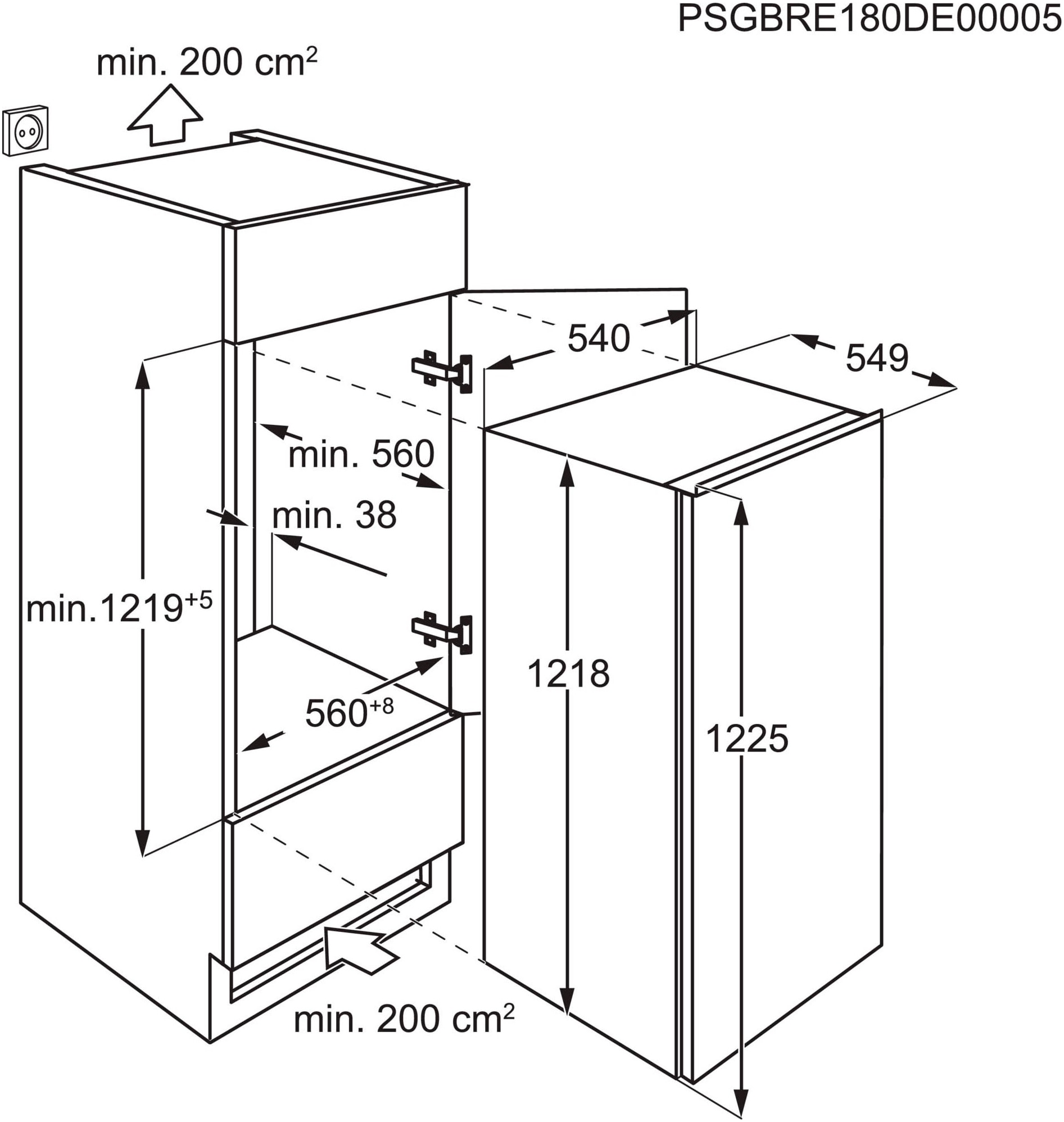 AEG Einbaukühlschrank »TSF5O12ES«, TSF5O12ES, 121,8 cm hoch, 54,8 cm breit