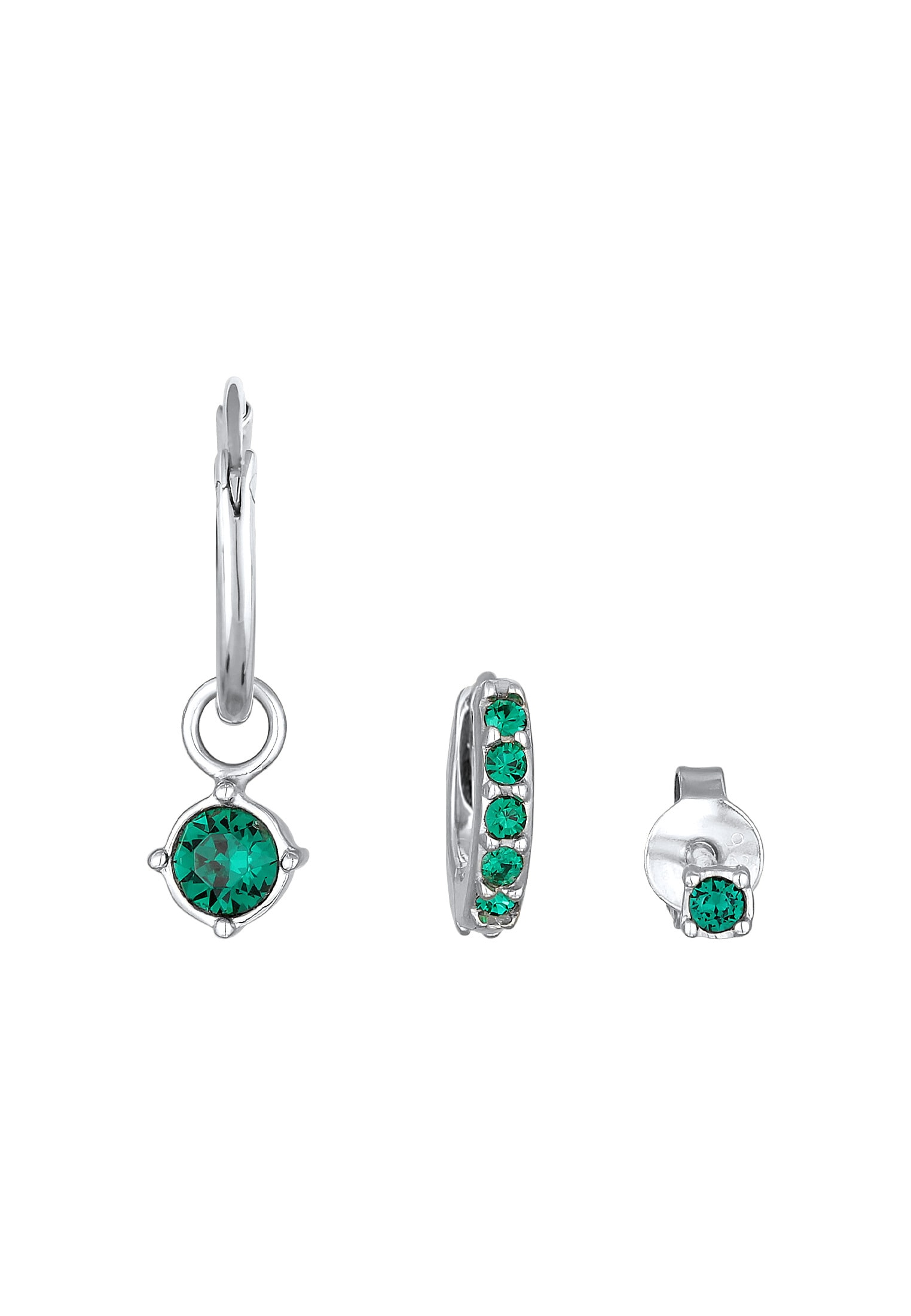 Elli Ohrstecker-Set »Ohrringe Kristall Stecker Creole Set 925 Silber«