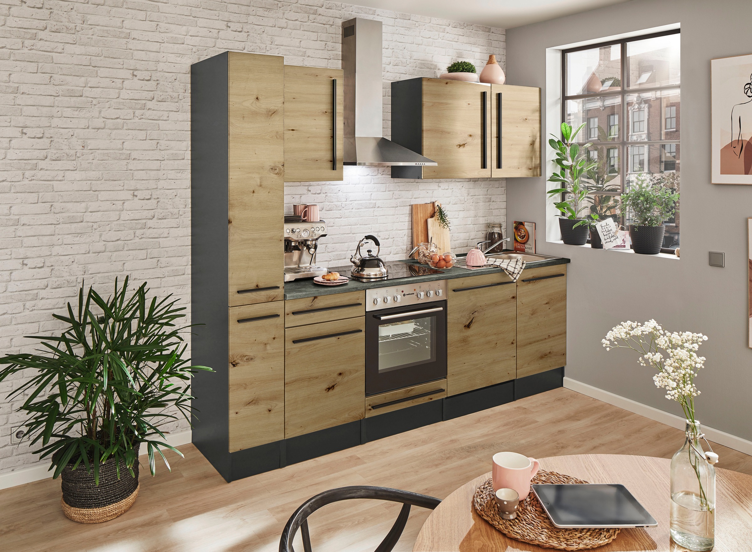 BASIC by Balculina Küchenzeile »Jazz«, Breite 250 cm, wahlweise mit E-Geräten