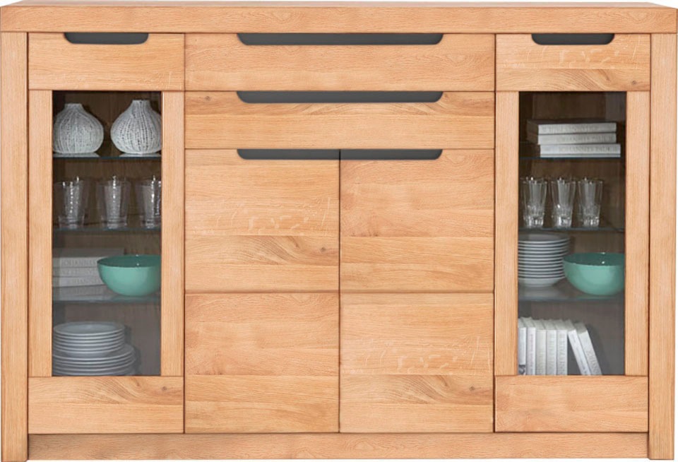 Wohnglücklich by Infantil Highboard »Basel«, Breite 175 cm, aus massiver Wildeiche