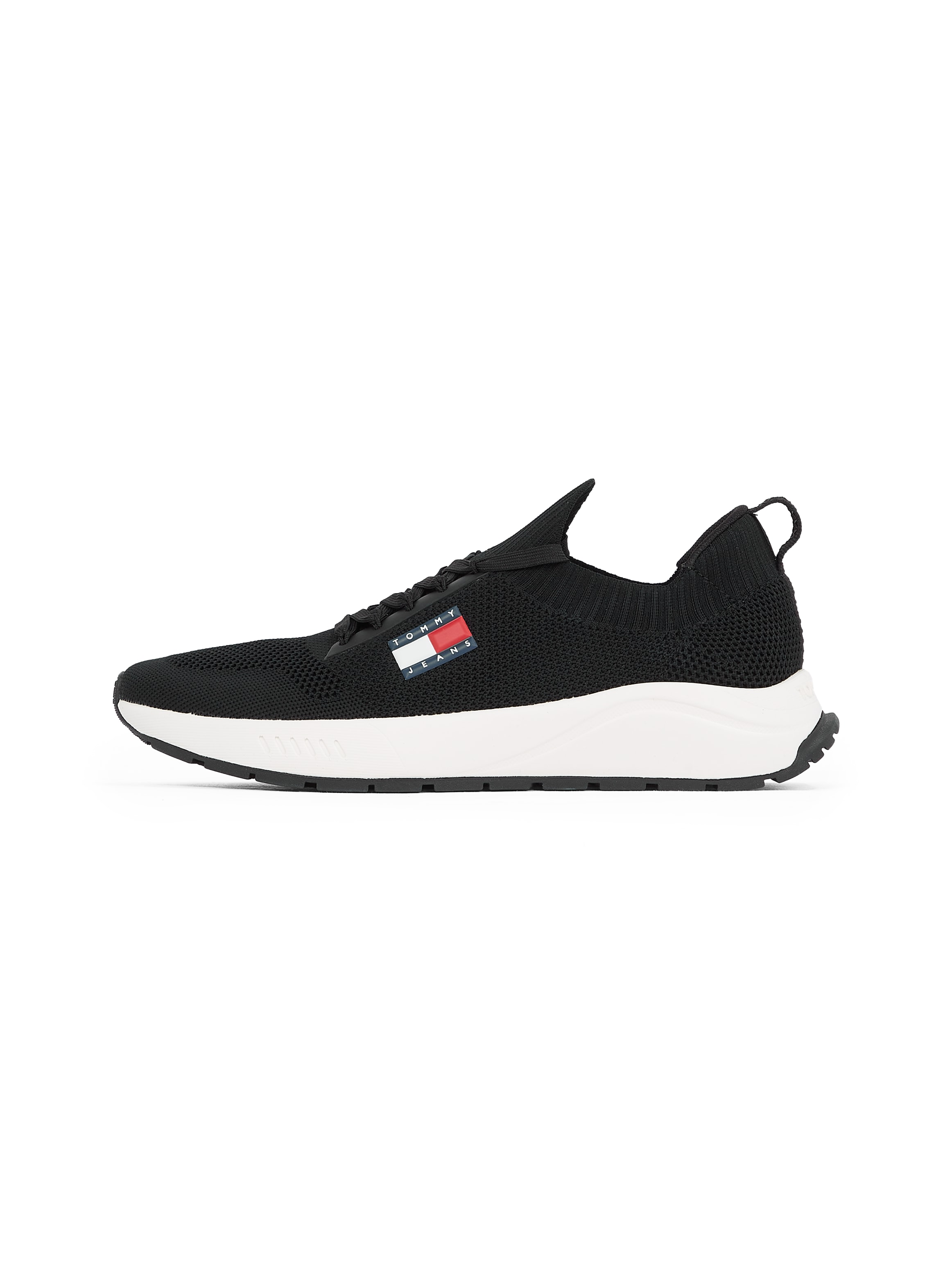 Tommy Jeans Slip-On Sneaker »TJM RUNNER KNTITTED«, Freizeitschuh, Halbschuh, Schlipper mit aufgesetzter Schnürung