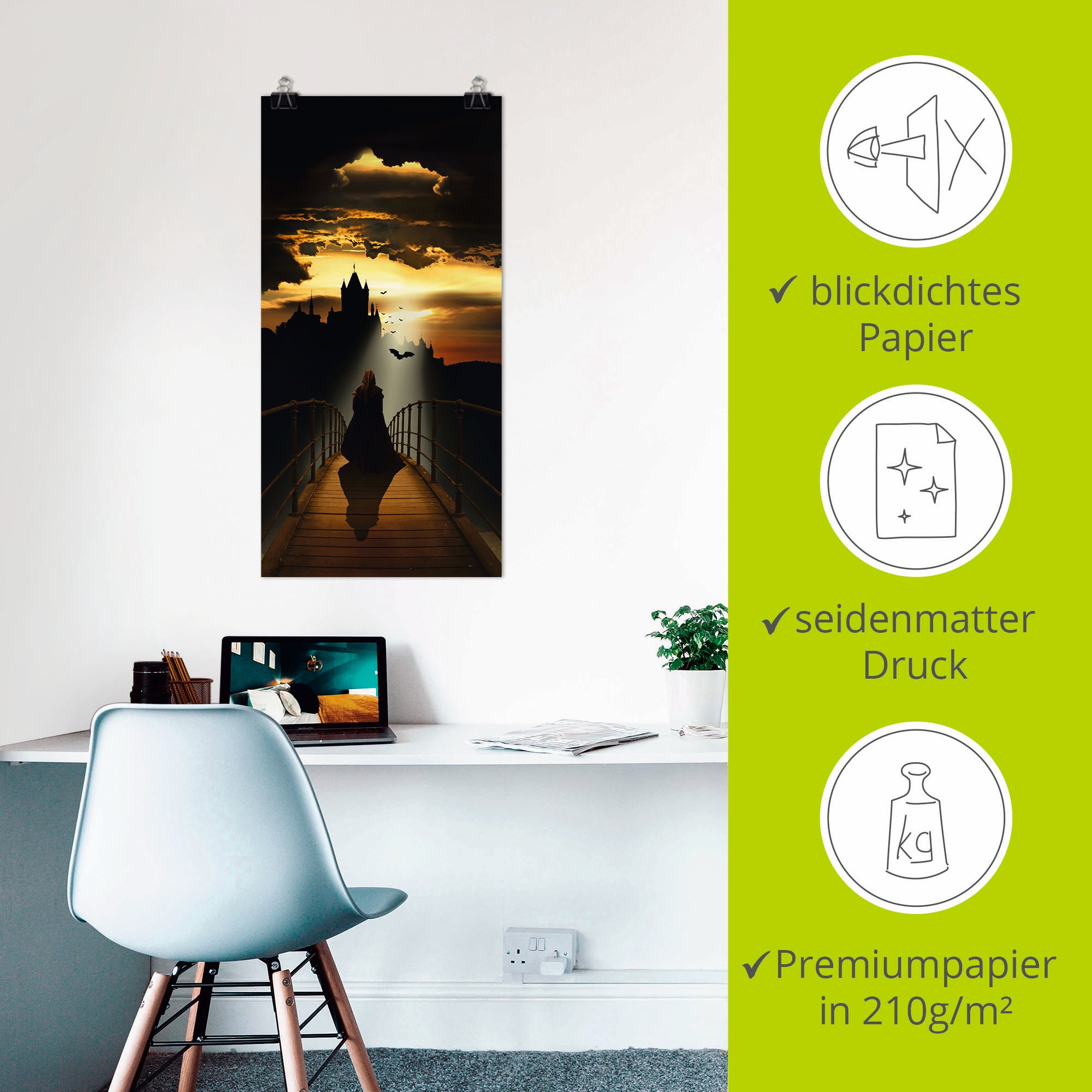 Artland Wandbild »Der Mönch auf dem Weg zur Burg« Dark Fantasy 1 Stk. tlg. ohne Rahmen