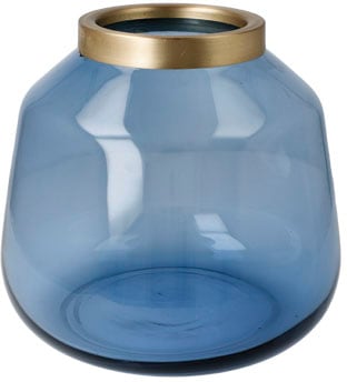 Tischvase »Aurora Blue«, (1 St.), Vase aus Glas und Metall, handgefertigt und...