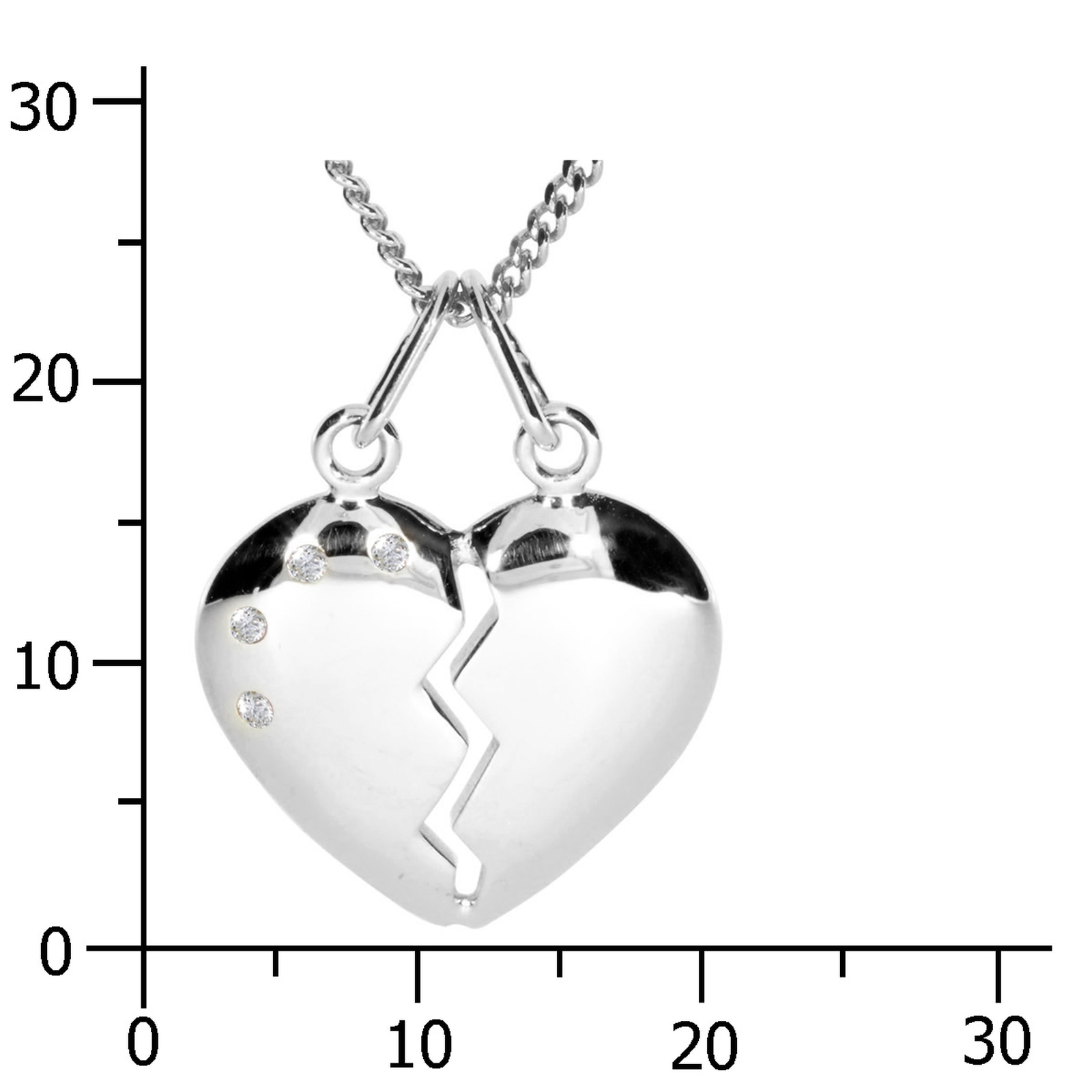 OSTSEE-SCHMUCK Kette mit Anhänger »- geteiltes Herz - Silber 925/000 - Zirkonia«