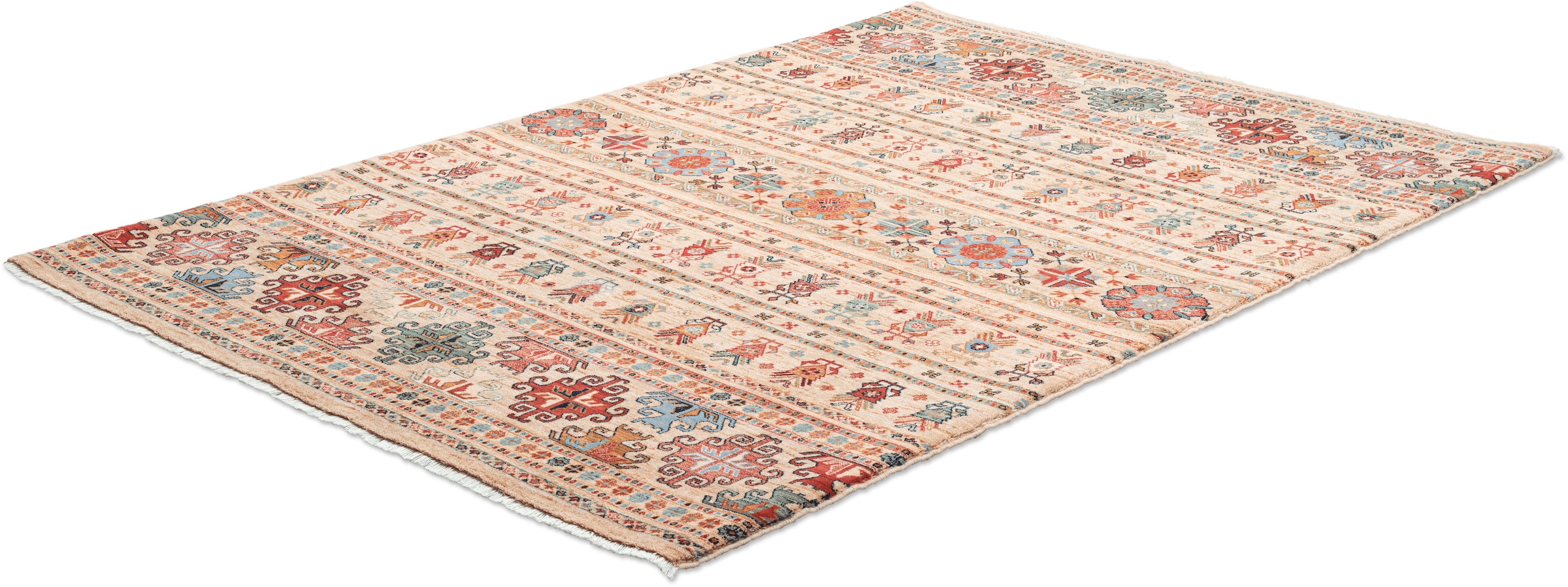 THEKO Wollteppich »Saharna 7684«, rechteckig, 12 mm Höhe, Kurzflor, Orient Optik, reine Wolle, mit Fransen, Wohnzimmer