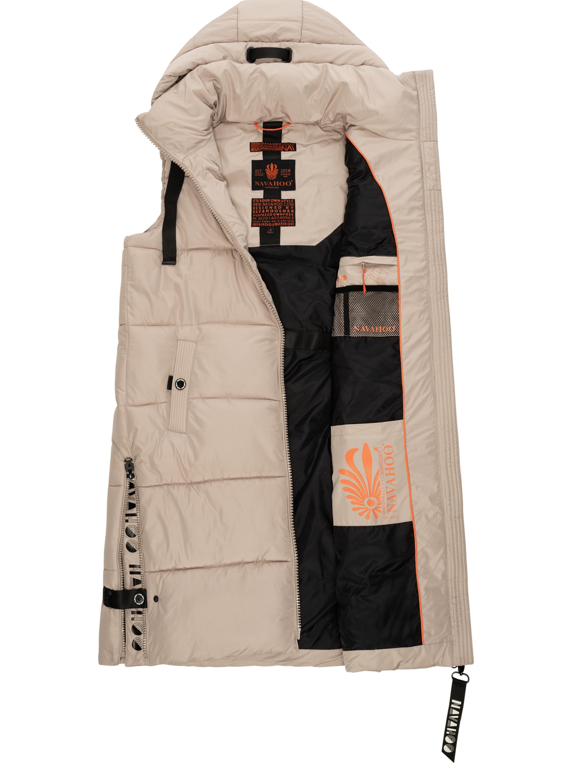 Navahoo Steppweste »Steppweste Schnuffelchen«, (1 tlg.), warme Damen Outdoor-Weste lang mit Kapuze