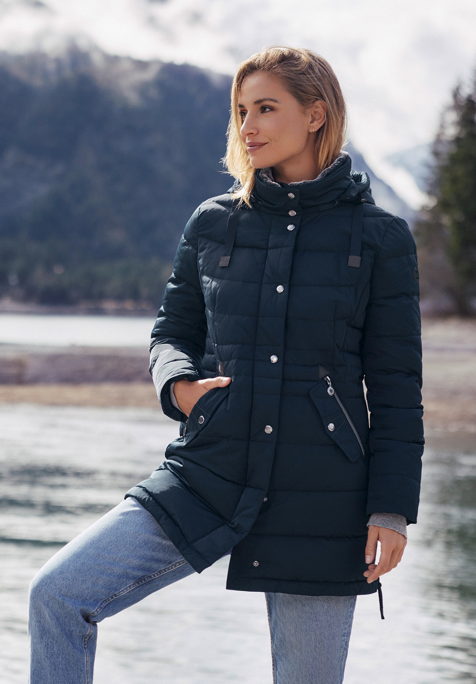 Gil Bret Steppjacke »Steppmantel mit Kunstfellkragen«